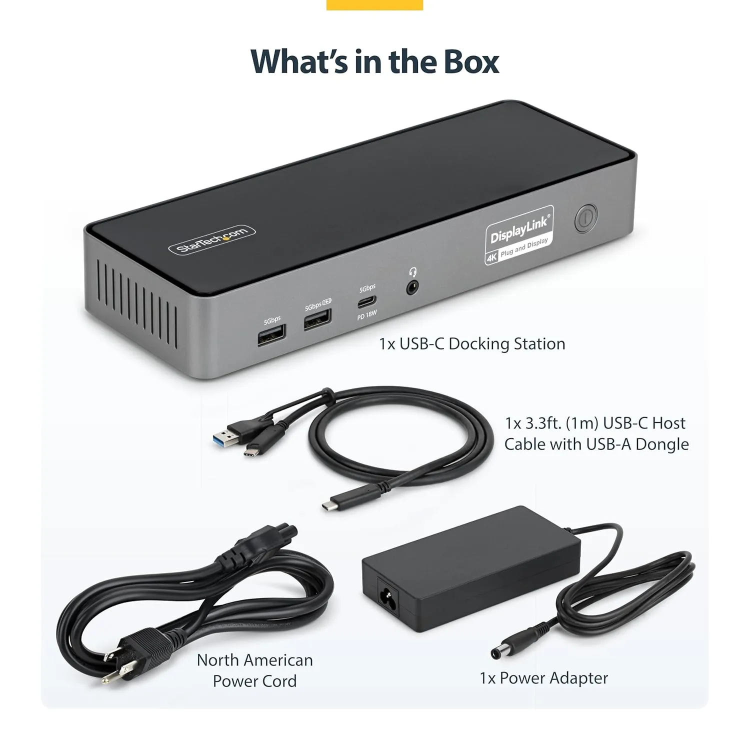 StarTech.com Triple Monitor USB-C Docking Station, 4K 60Hz DisplayLink Dock for MacBook M1 M2 M3 M4 & Windows, 2.5GbE