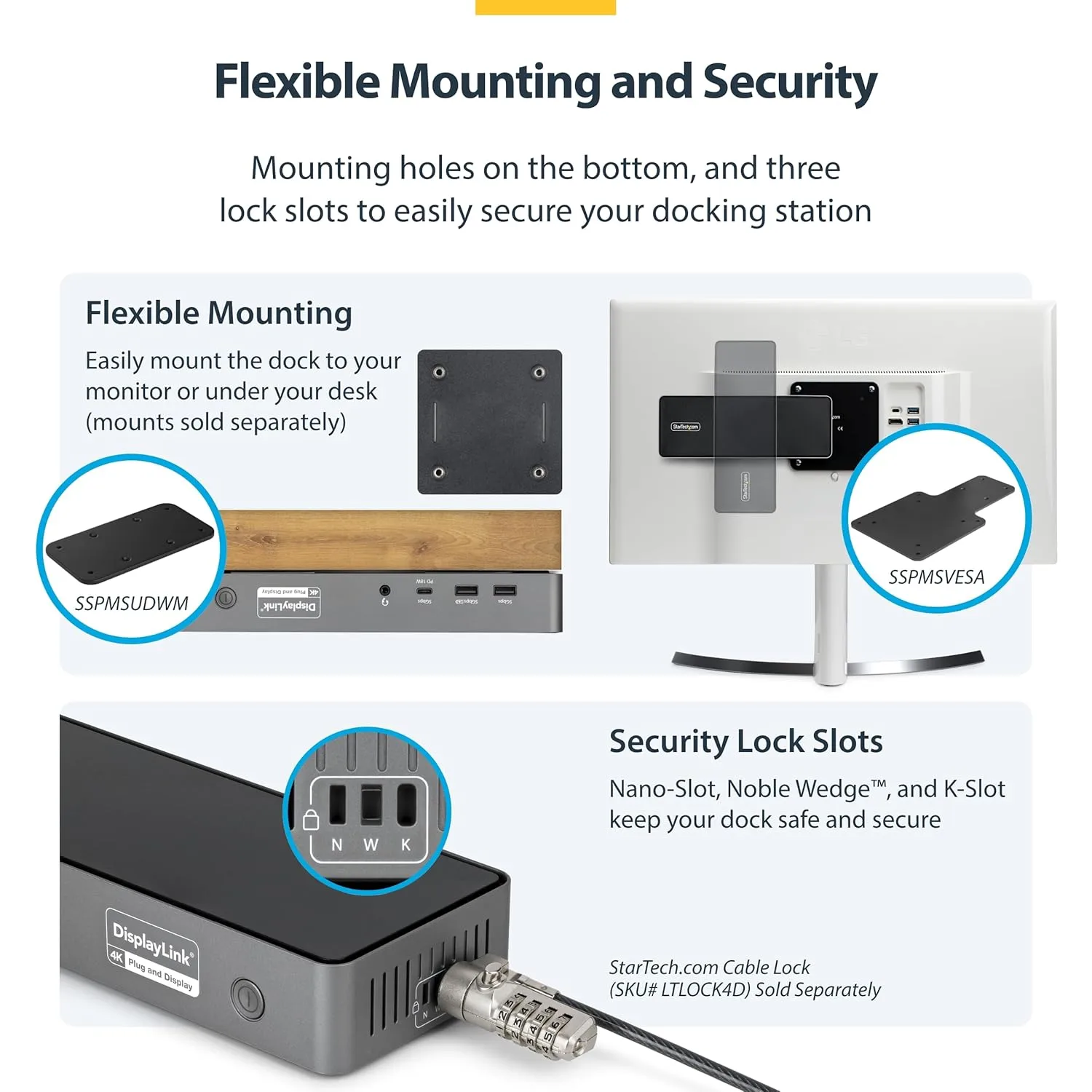 StarTech.com Triple Monitor USB-C Docking Station, 4K 60Hz DisplayLink Dock for MacBook M1 M2 M3 M4 & Windows, 2.5GbE