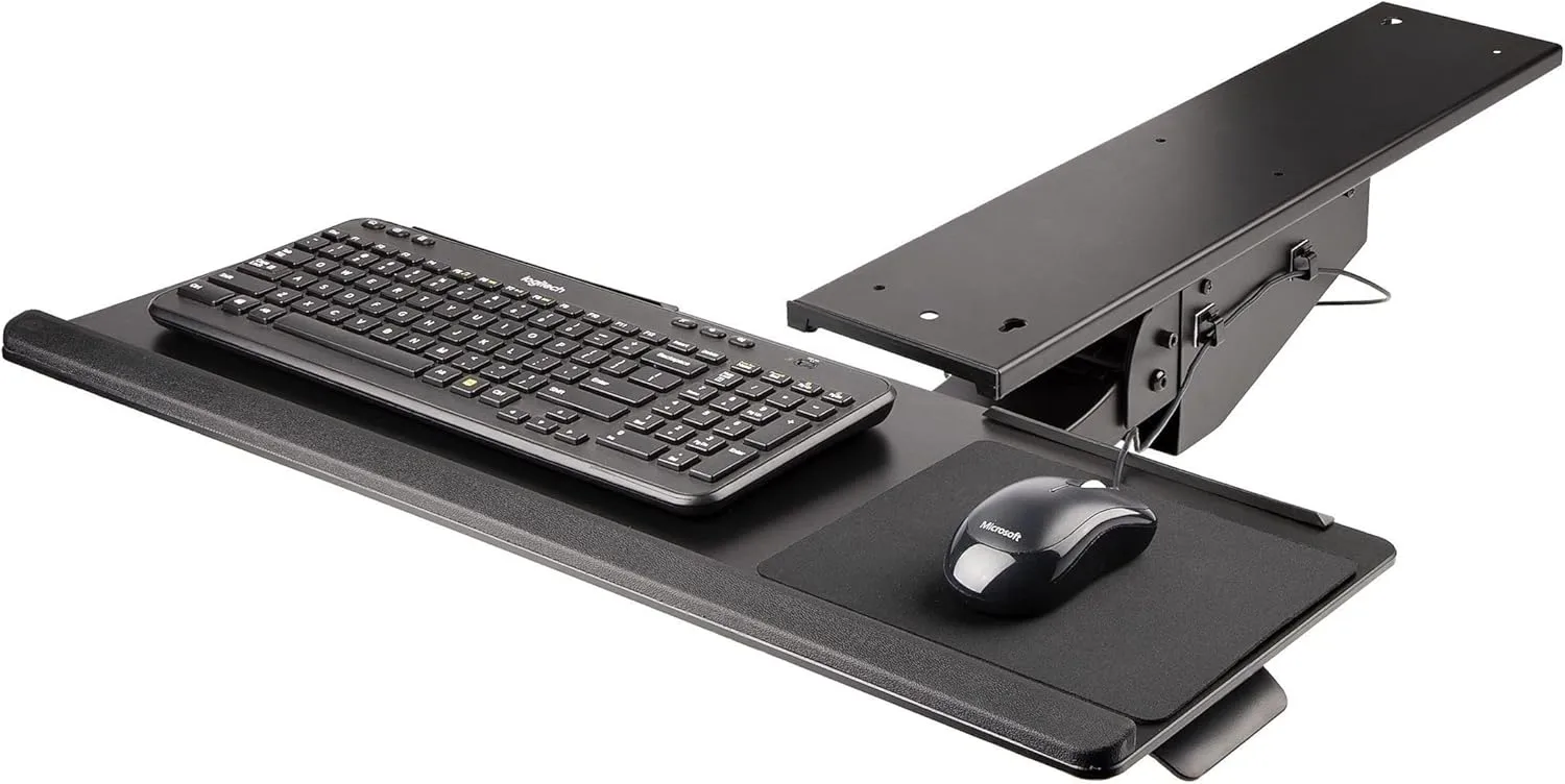 StarTech.com Under Desk Keyboard Tray - Full Motion & Height Adjustable Keyboard and Mouse Tray