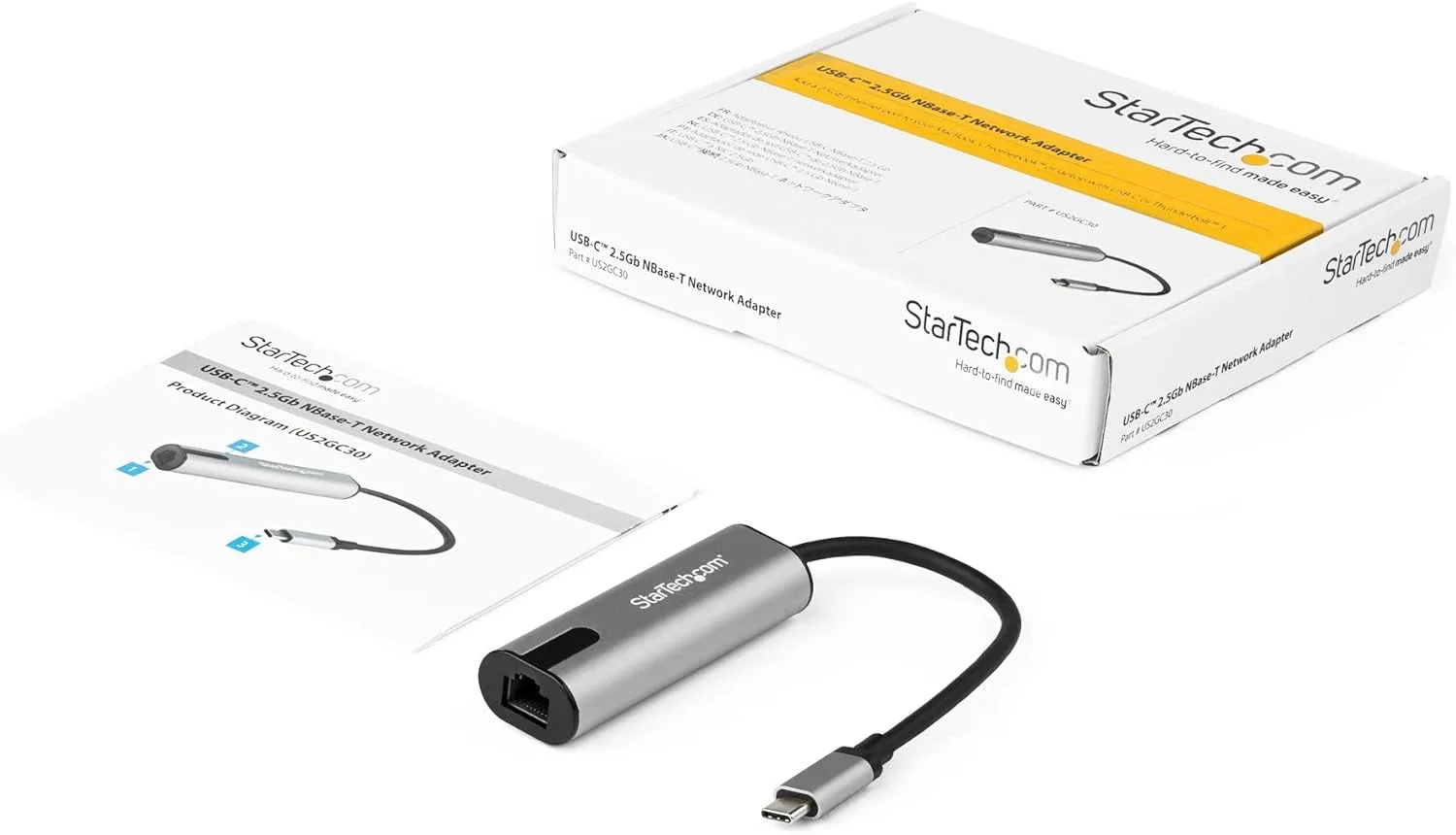 StarTech.com 2.5GbE USB C to Ethernet Adapter NBASE-T NIC - USB 3.0 Type C 2.5/1 Gigabit/100 Mbps Multi Speed Network/USB