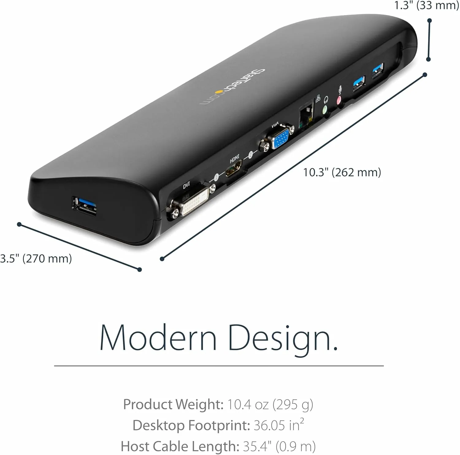 StarTech.com Dual Monitor USB 3.0 Laptop Docking Station with HDMI/DVI/VGA, 3x USB-A Hub, GbE, Audio
