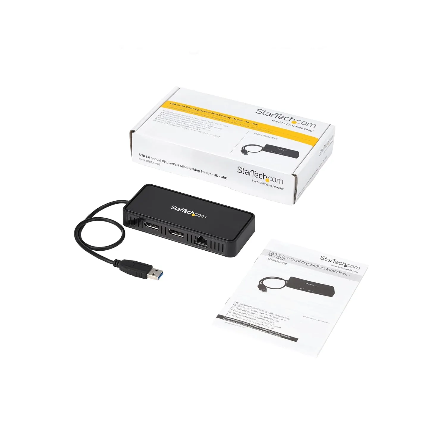 StarTech.com USB 3.0 Mini Dock - Dual Monitor USB-A Docking Station with DisplayPort 4K 60Hz Video & Gigabit Ethernet