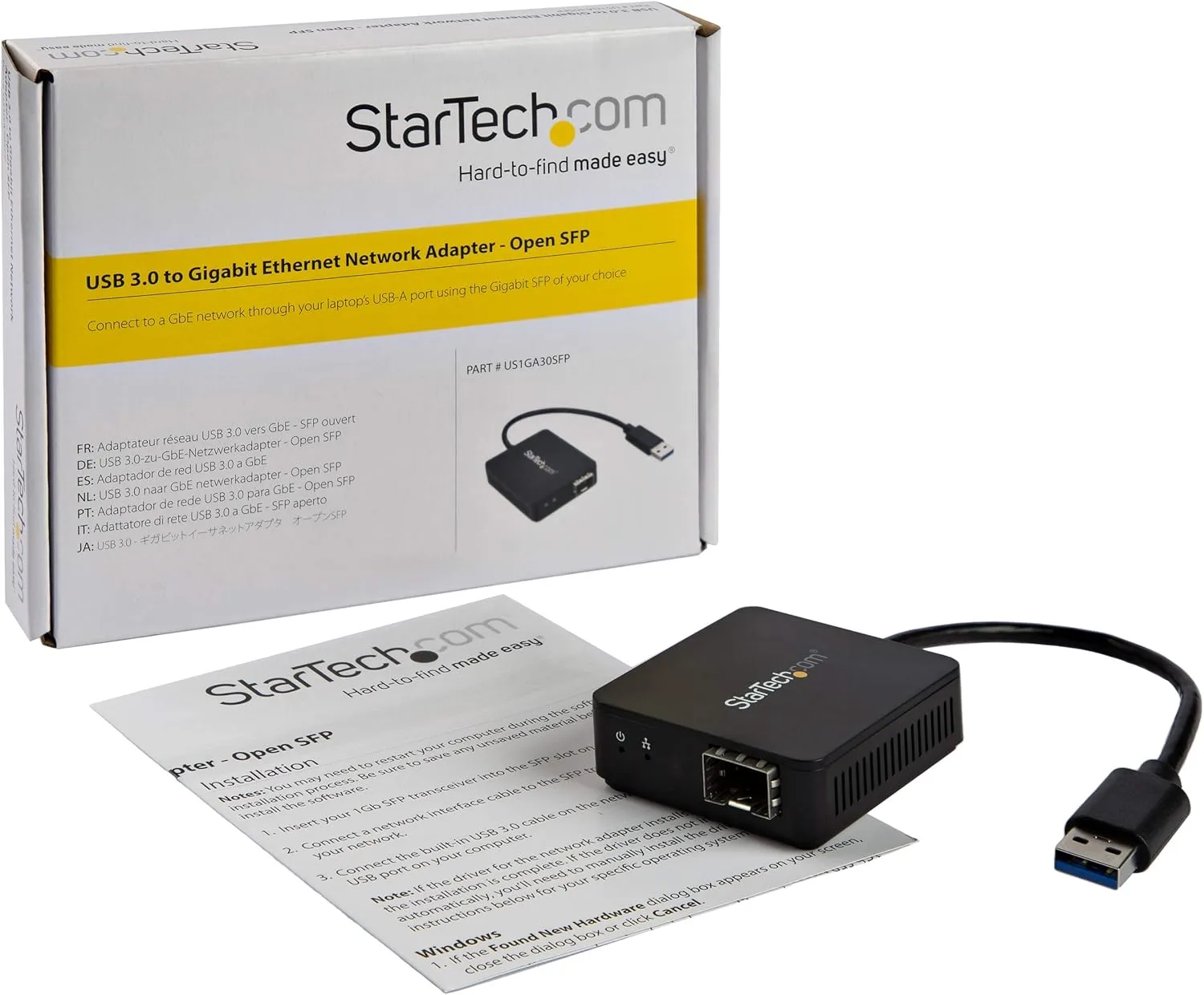 StarTech.com USB to Fiber Optic Converter - Open SFP - 1000BASE-SX/LX - Windows/Mac/Linux - USB 3.0 Ethernet Adapter