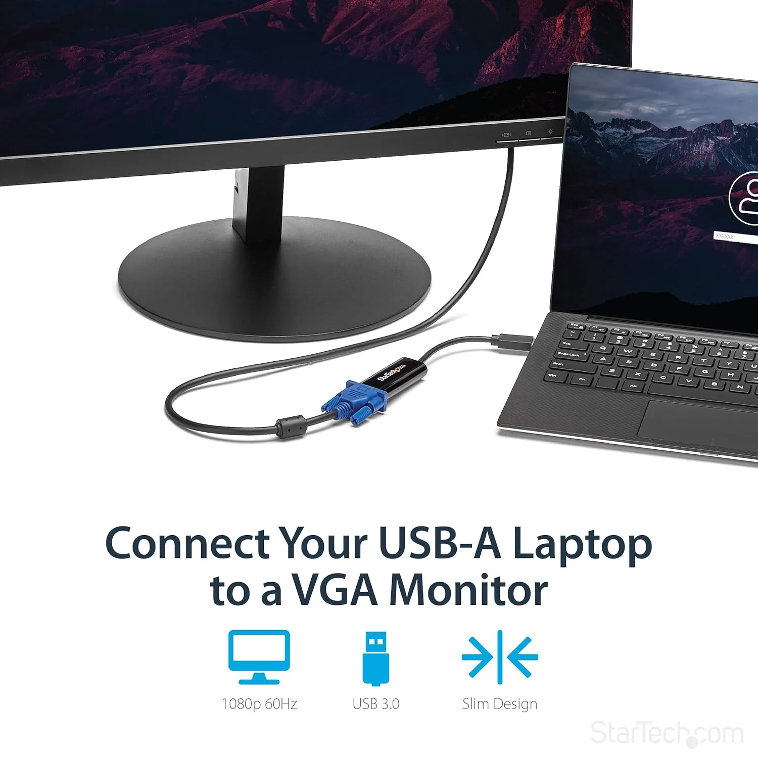 StarTech.com USB 3.0 to VGA Adapter, USB to VGA Monitor Converter for Windows, Slim