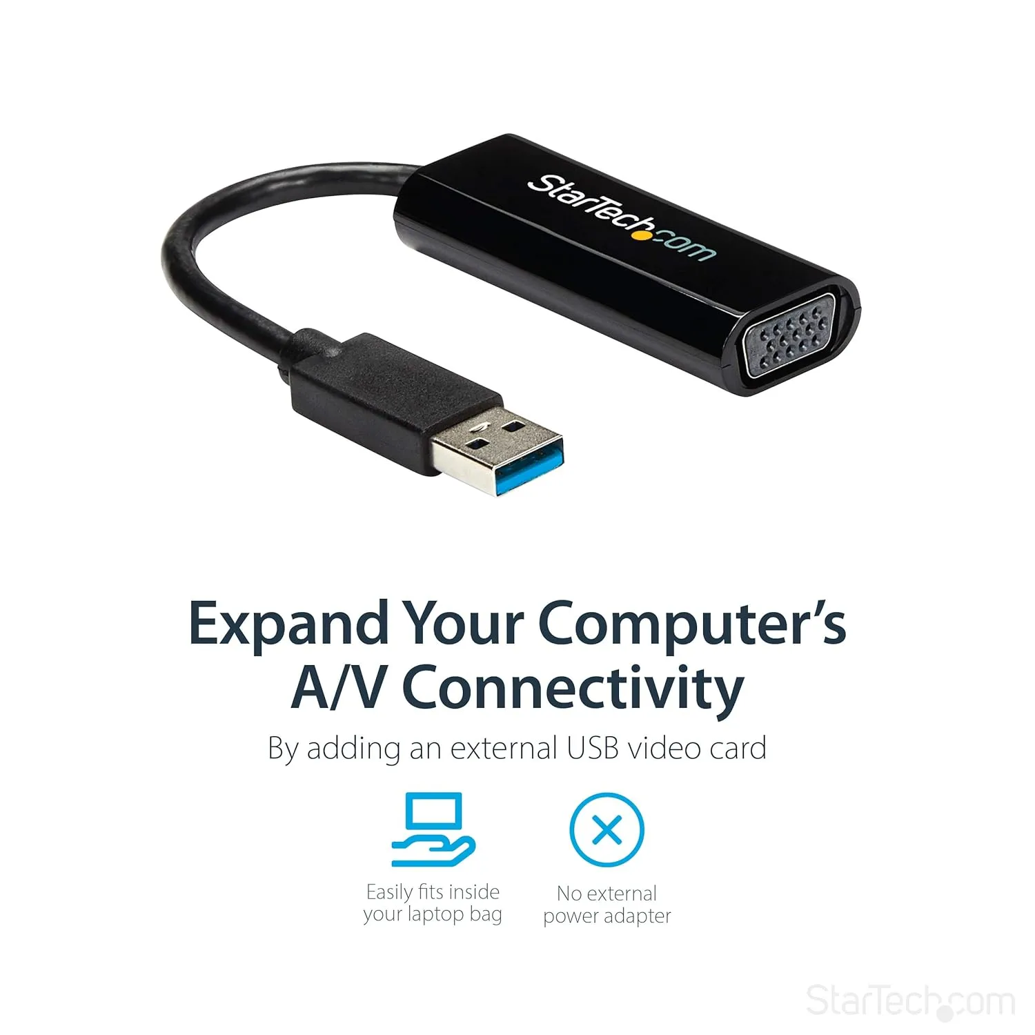 StarTech.com USB 3.0 to VGA Adapter, USB to VGA Monitor Converter for Windows, Slim