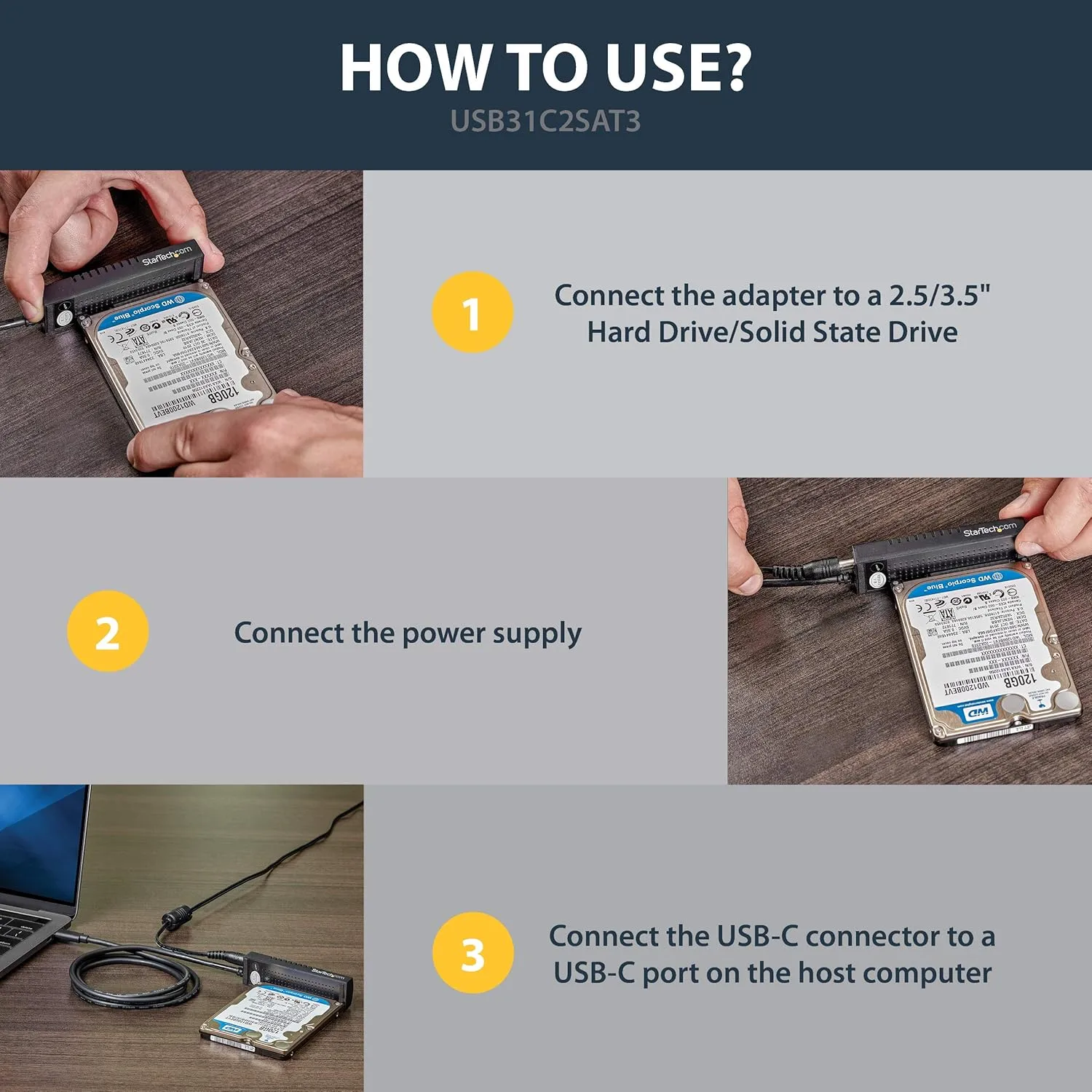 StarTech USB 3.1 (10Gbps) to SATA Adapter Cable for 2.5/3.5 Drives