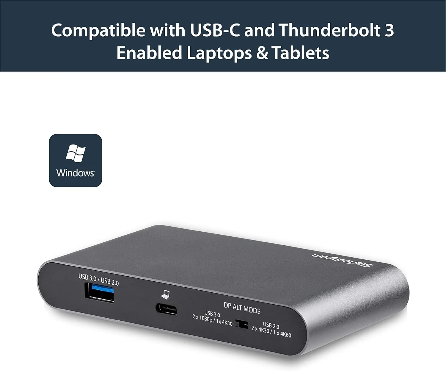 StarTech.com USB-C Multiport Adapter - Dual-Monitor - Windows - USB-C to Dual 4K DisplayPort Adapter - 2X USB-A Ports