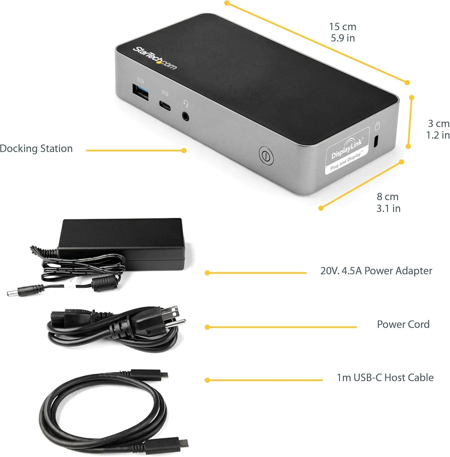 StarTech.com USB-C Dock - Dual Monitor 1080p HDMI Laptop Docking Station - 65W Power Delivery - 1x USB-C, 3x USB