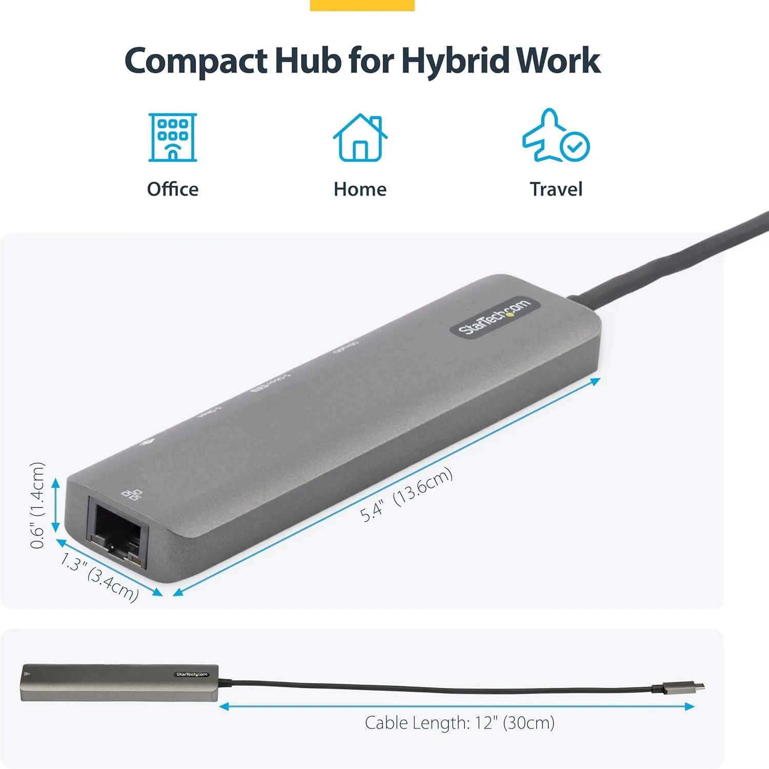 StarTech.com USB-C Multiport Adapter Hub, USB-C to 4K 60Hz HDMI, Gigabit Ethernet and 100W Charging for MacBook Pro/Air