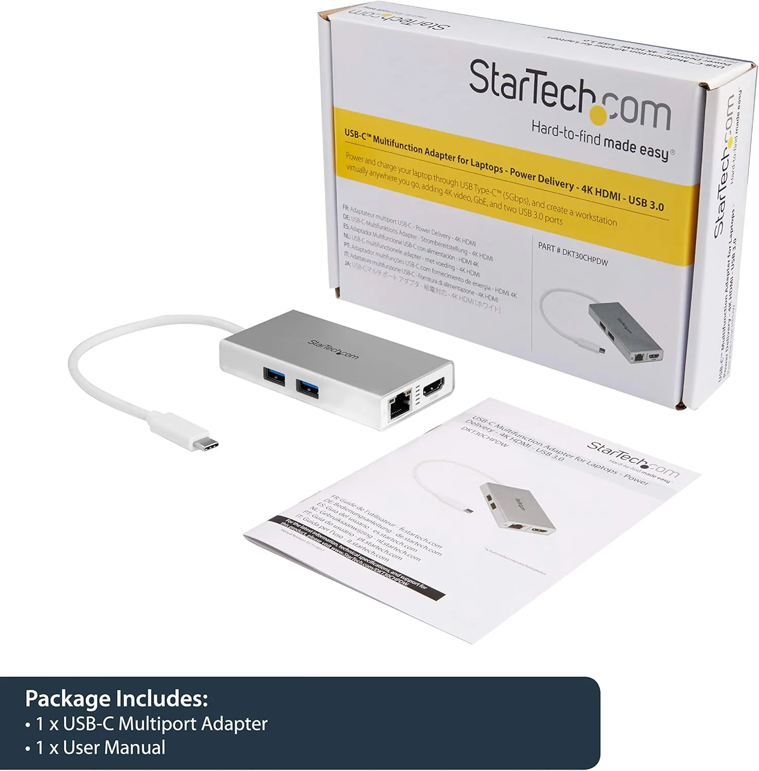 StarTech USB-C Multiport Adapter – 4K HDMI Docking Station, 60W PD, GbE