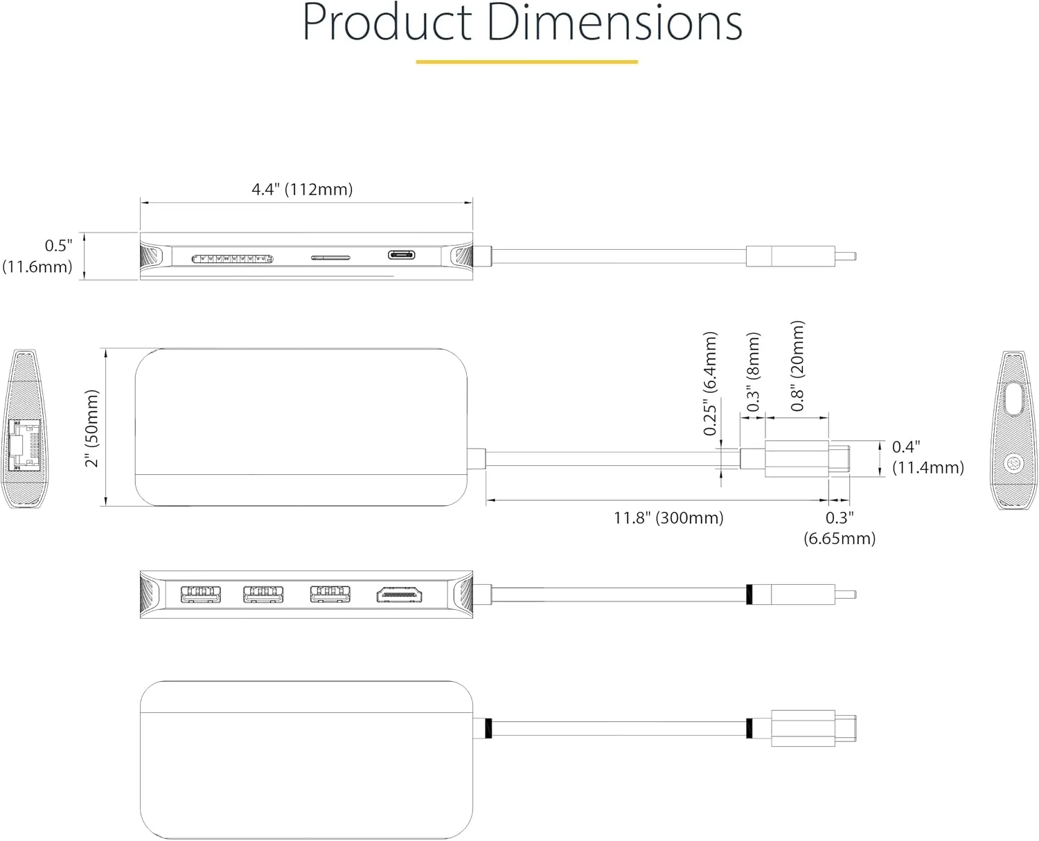STARTECH.COM USB-C Multiport Adapter and Dock with 4K HDMI, Gigabit Ethernet, SD and USB 3.0