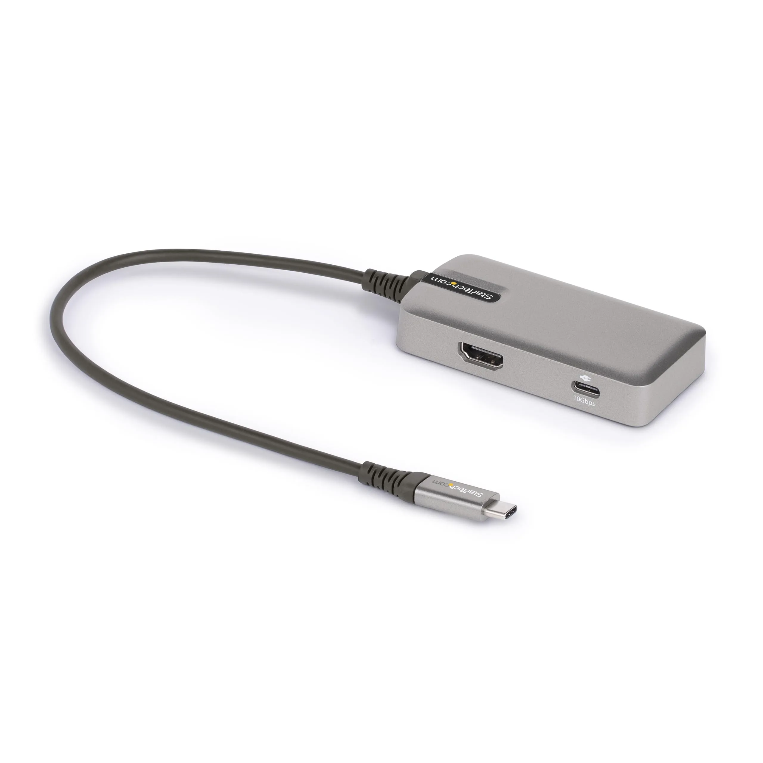 StarTech.com USB C Multiport Adapter - USB-C to 4K 60Hz HDMI 2.0, 100W Power Delivery Pass-Through - 3-Port 10Gbps USB Hub