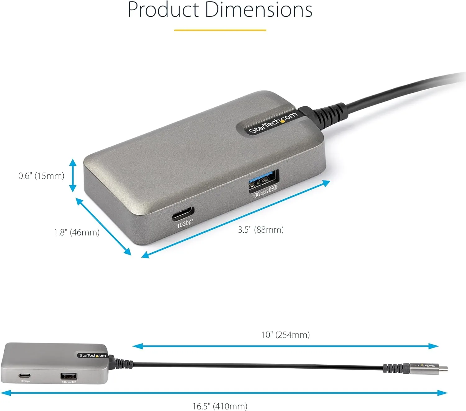 StarTech.com USB C Multiport Adapter - USB-C to 4K 60Hz HDMI 2.0, 100W Power Delivery Pass-Through - 3-Port 10Gbps USB Hub