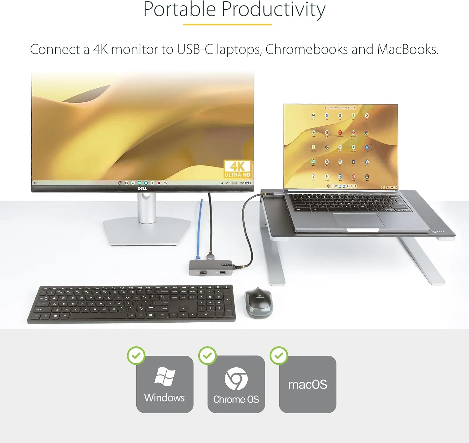 StarTech.com USB-C Docking Station for MacBook Pro M1 M2 M3 M4 and Windows, 4K 60Hz HDMI Video, HDR10 - Laptop Charging, GbE