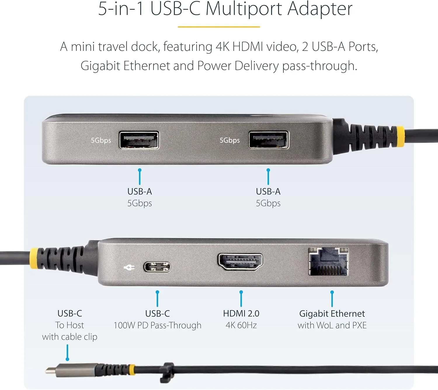 StarTech.com USB-C Docking Station for MacBook Pro M1 M2 M3 M4 and Windows, 4K 60Hz HDMI Video, HDR10 - Laptop Charging, GbE