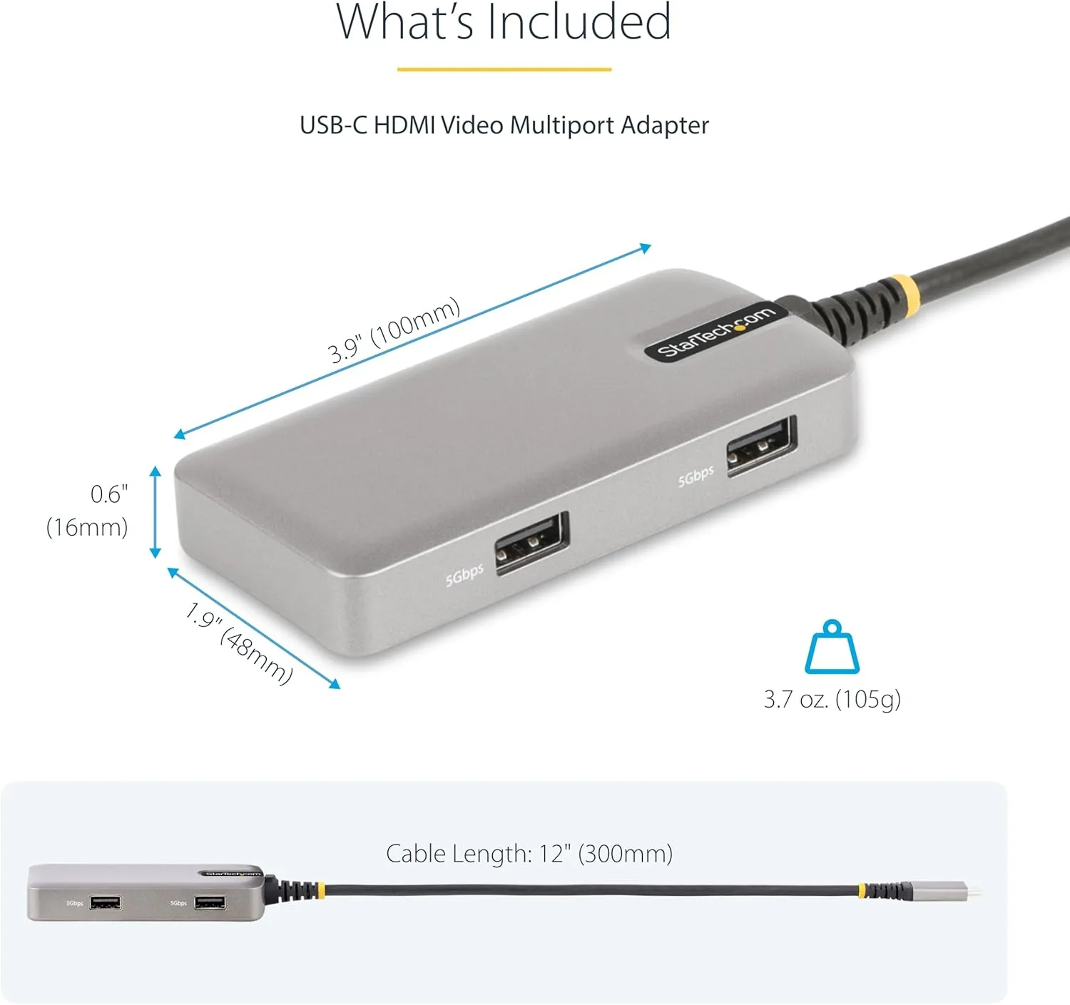 StarTech.com USB-C Docking Station for MacBook Pro M1 M2 M3 M4 and Windows, 4K 60Hz HDMI Video, HDR10 - Laptop Charging, GbE