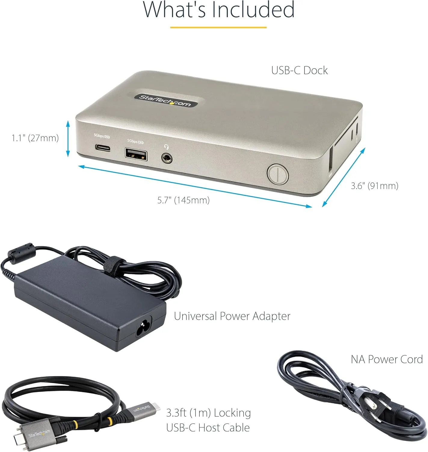 StarTech.com USB C Dock - USB-C to DisplayPort 4K 30Hz or VGA - 65W USB Power Delivery Charging - 4-Port USB 3.1 Gen 1 Hub