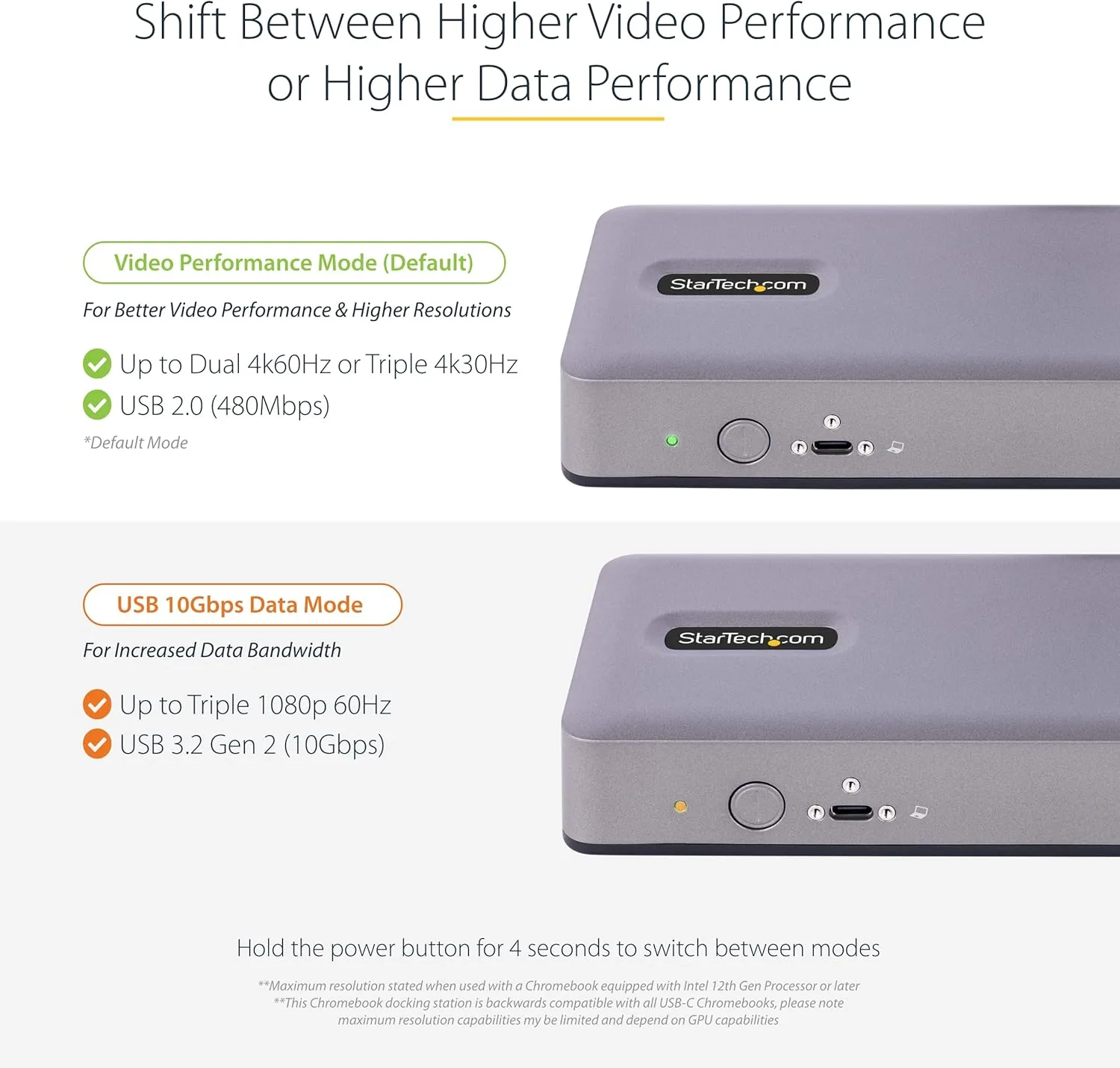 StarTech.com USB-C Docking Station Multi Monitor HDMI/DP/USB-C Video Output, Triple Monitor 4K30/Dual 4K60, 7-Port USB Hub