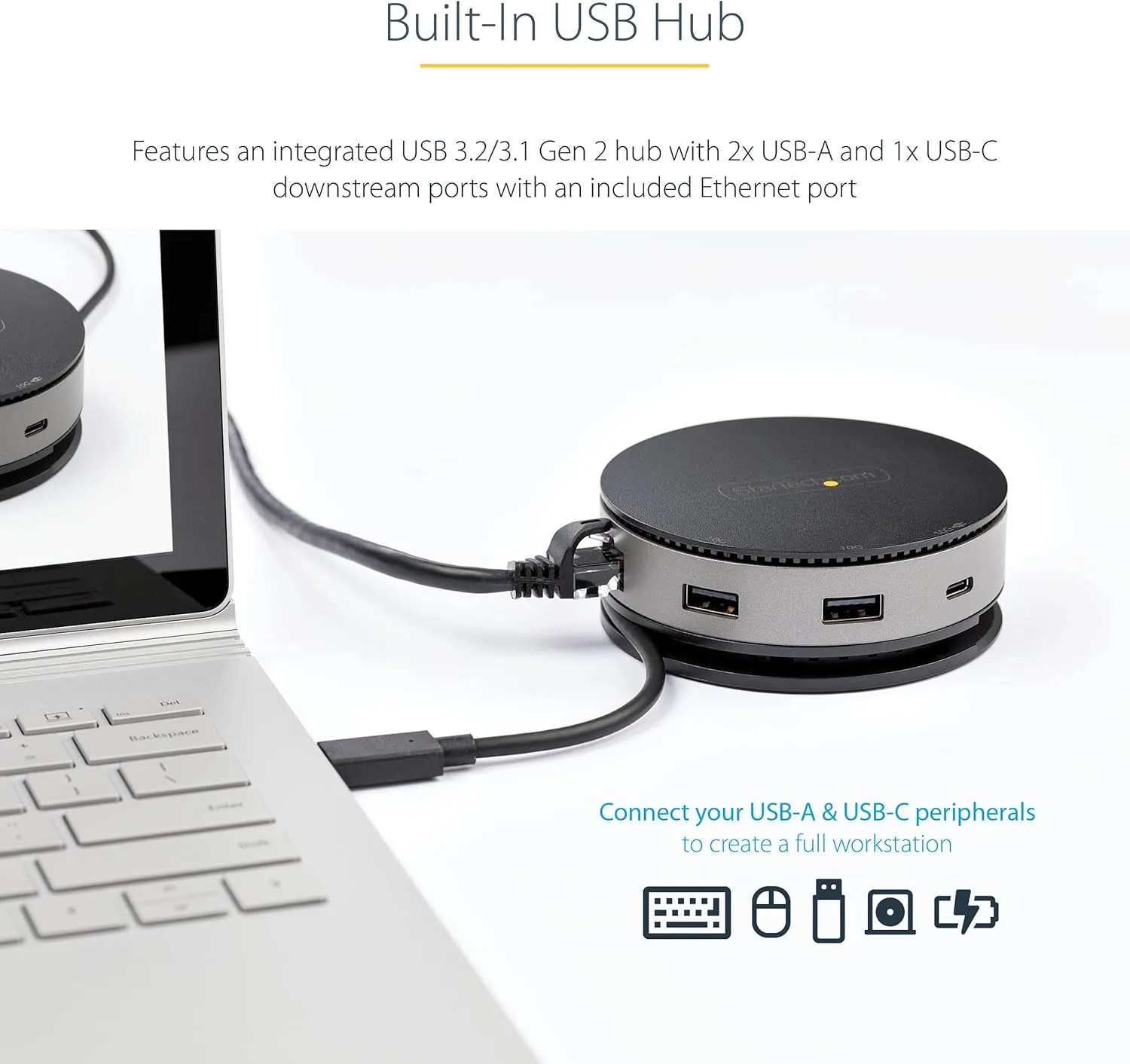 StarTech.com USB C Multiport Adapter - USB 3.1 Gen 2 10Gbps Type-C Mini Dock with 4K 60Hz HDMI/DisplayPort or 1080p VGA