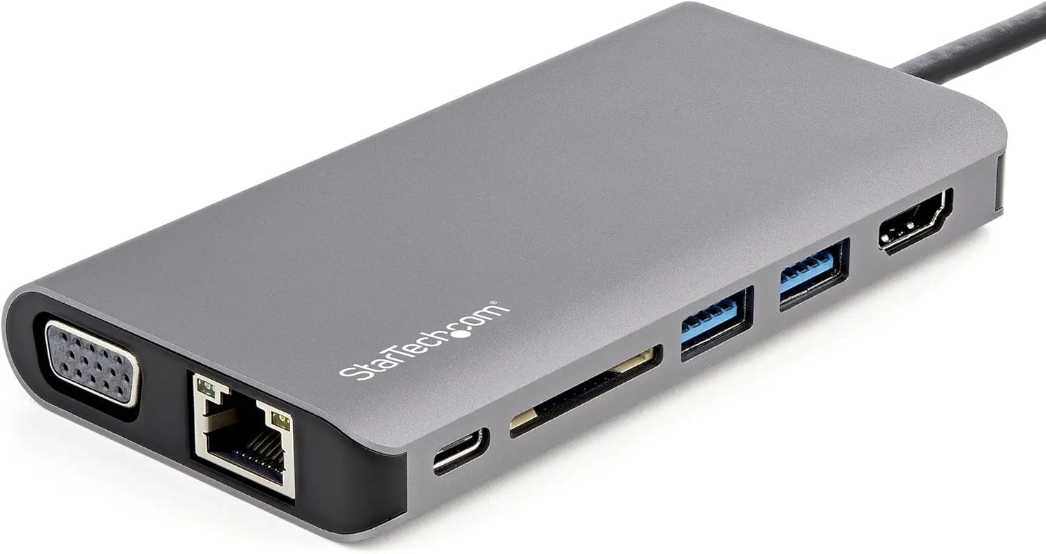StarTech.com USB C Multiport Adapter - USB-C Mini Travel Dock w/ 4K HDMI or 1080p VGA - 3x USB 3.0 Hub, SD, GbE, Audio