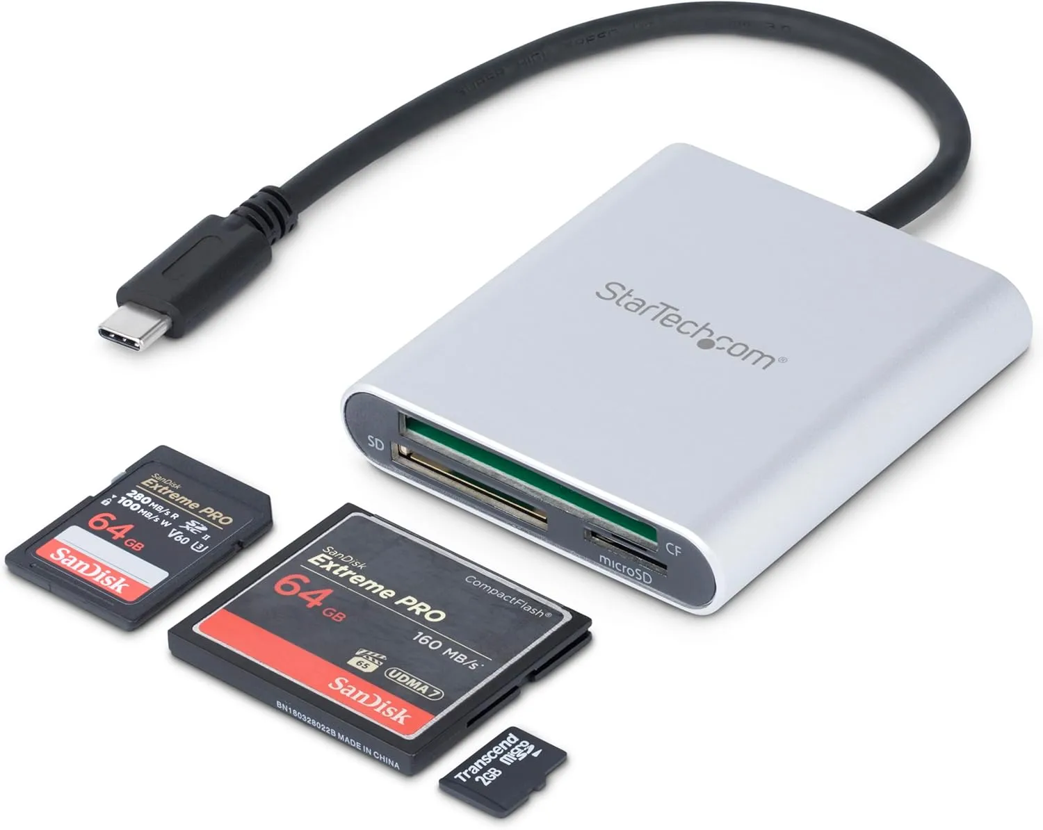 StarTech.com USB 3.0 Flash Memory Multi-Card Reader/Writer with USB-C - SD microSD and CompactFlash Card Reader w