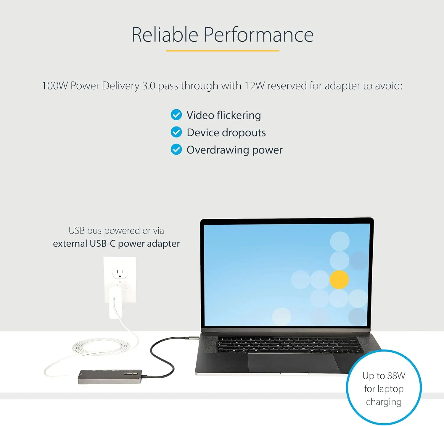 StarTech.com USB C Multiport Adapter - USB-C to HDMI 2.0b 4K 60Hz (HDR10), 100W Power Delivery Pass-Through