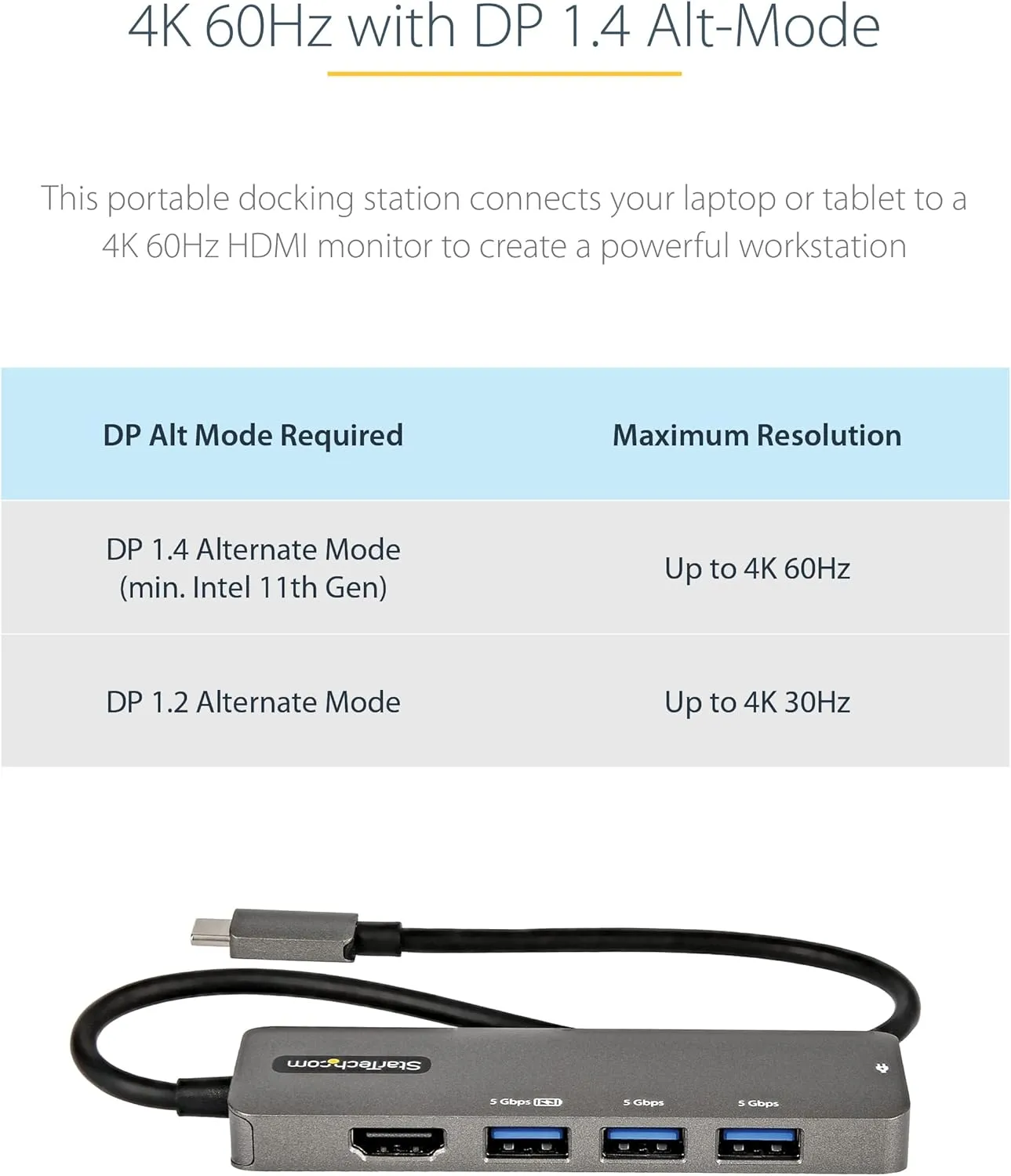 StarTech.com USB C Multiport Adapter - USB-C to HDMI 2.0b 4K 60Hz (HDR10), 100W Power Delivery Pass-Through