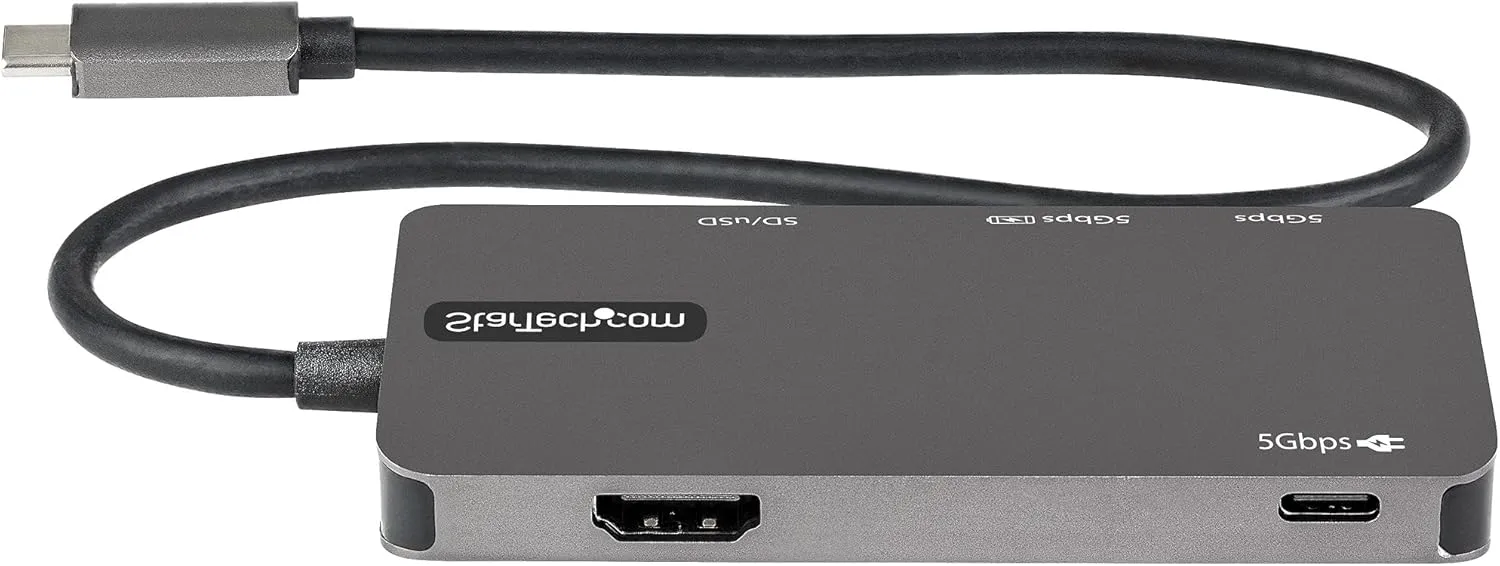 StarTech.com USB C Multiport Adapter - USB-C to 4K HDMI, 100W Power Delivery Pass-Through, SD/MicroSD Slot