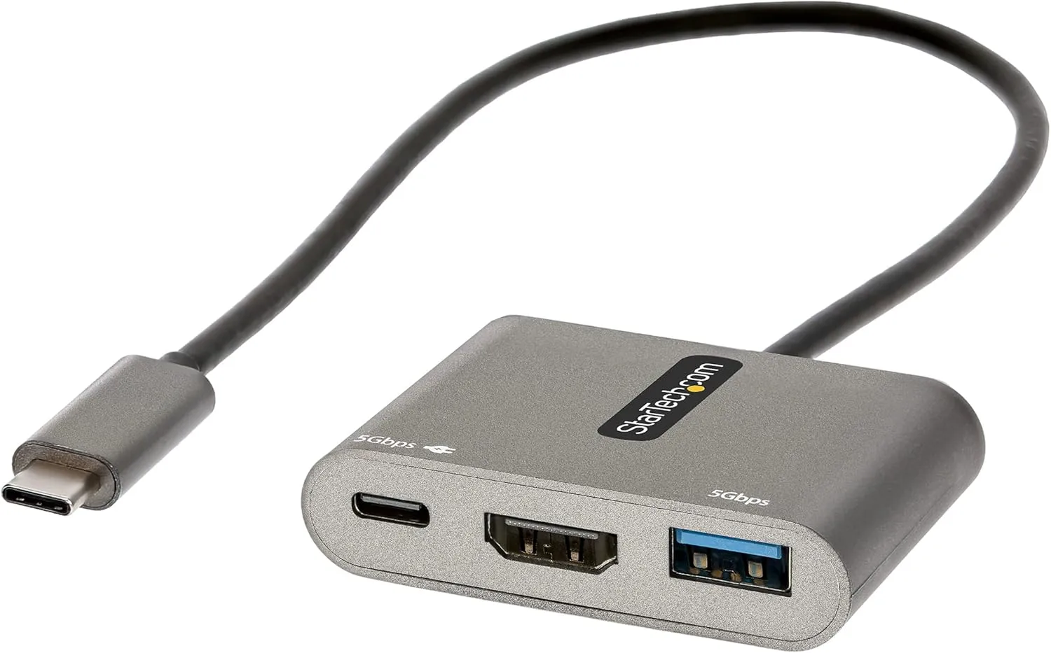 StarTech.com USB C Multiport Adapter, USB-C to HDMI 4K, 100W PD Pass-Through, USB 3.0 Hub 5Gbps (1xC/1xA), US - CDP2HDUACP2