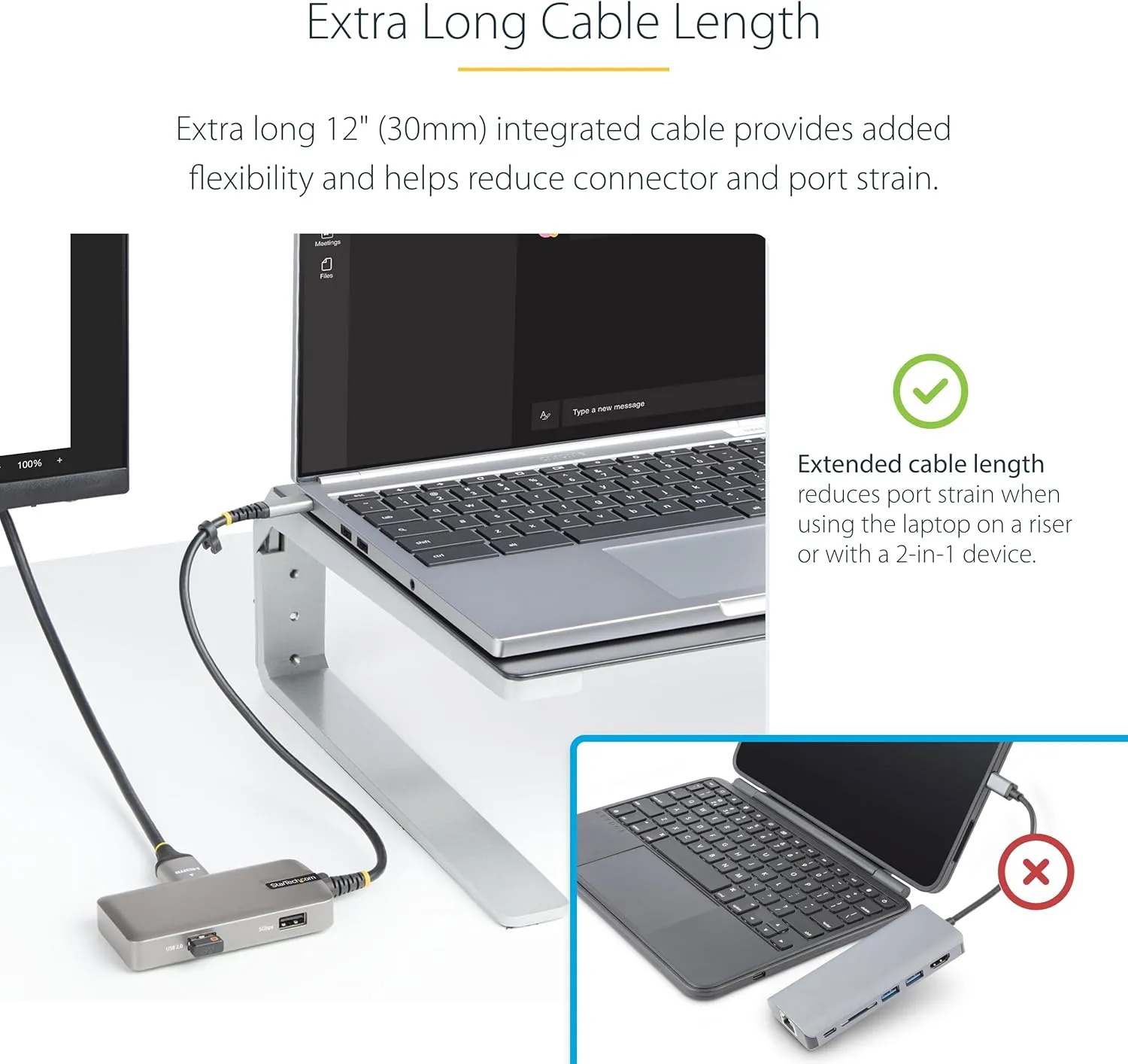 StarTech.com USB-C Multiport Adapter, 4K 60Hz HDMI withHDR, 3-Port USB Hub, 100W Power Delivery Pass-Through