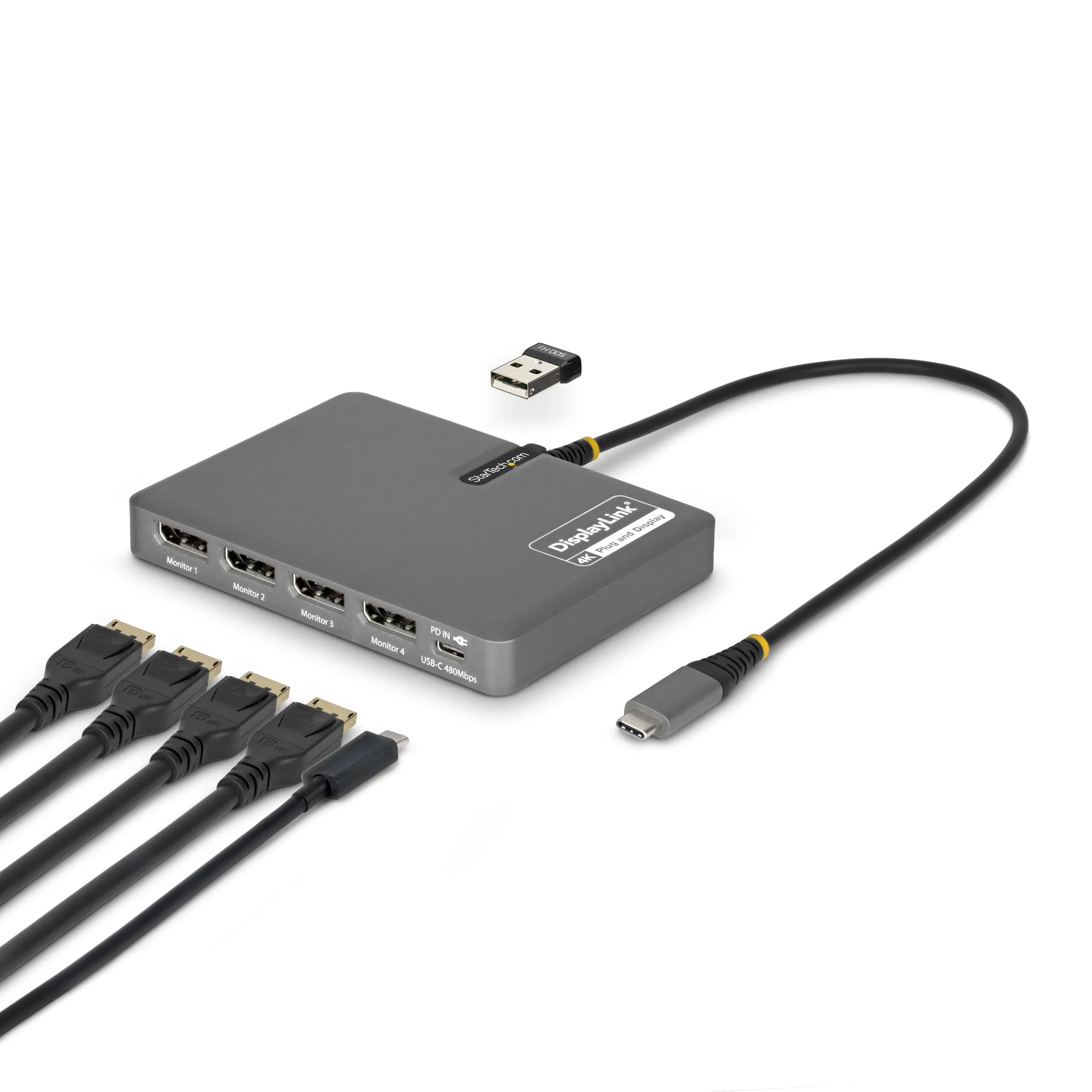 StarTech USB-C to Quad DisplayPort Workstation Dock, 4K60, 140W PD (QUAD-USB-DP-ADAPT)