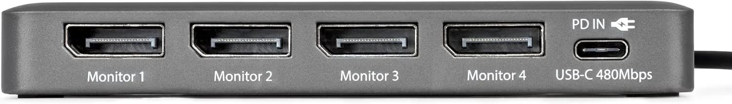 StarTech USB-C to Quad DisplayPort Workstation Dock, 4K60, 140W PD (QUAD-USB-DP-ADAPT)