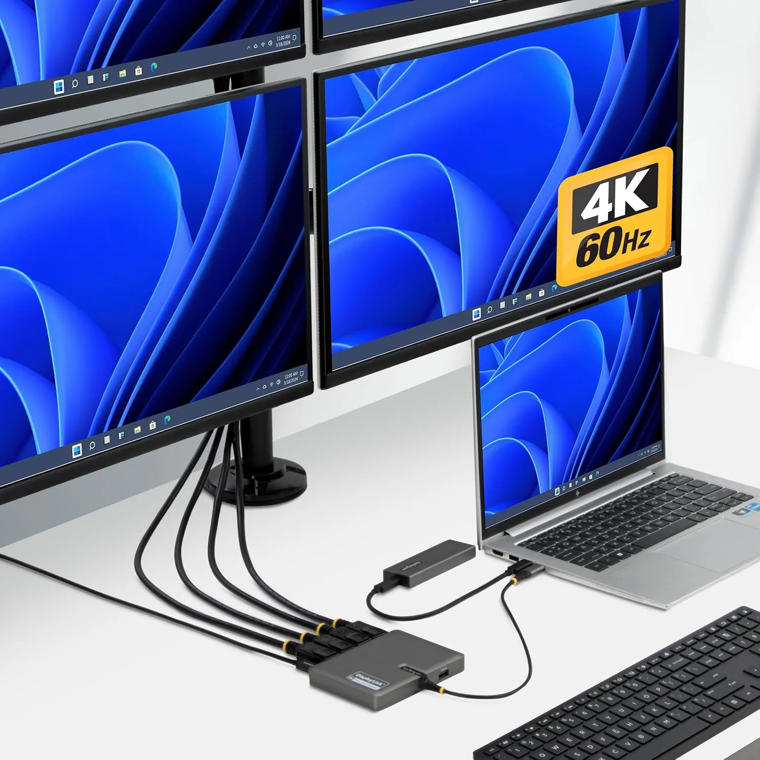 StarTech USB-C to Quad DisplayPort Workstation Dock, 4K60, 140W PD (QUAD-USB-DP-ADAPT)
