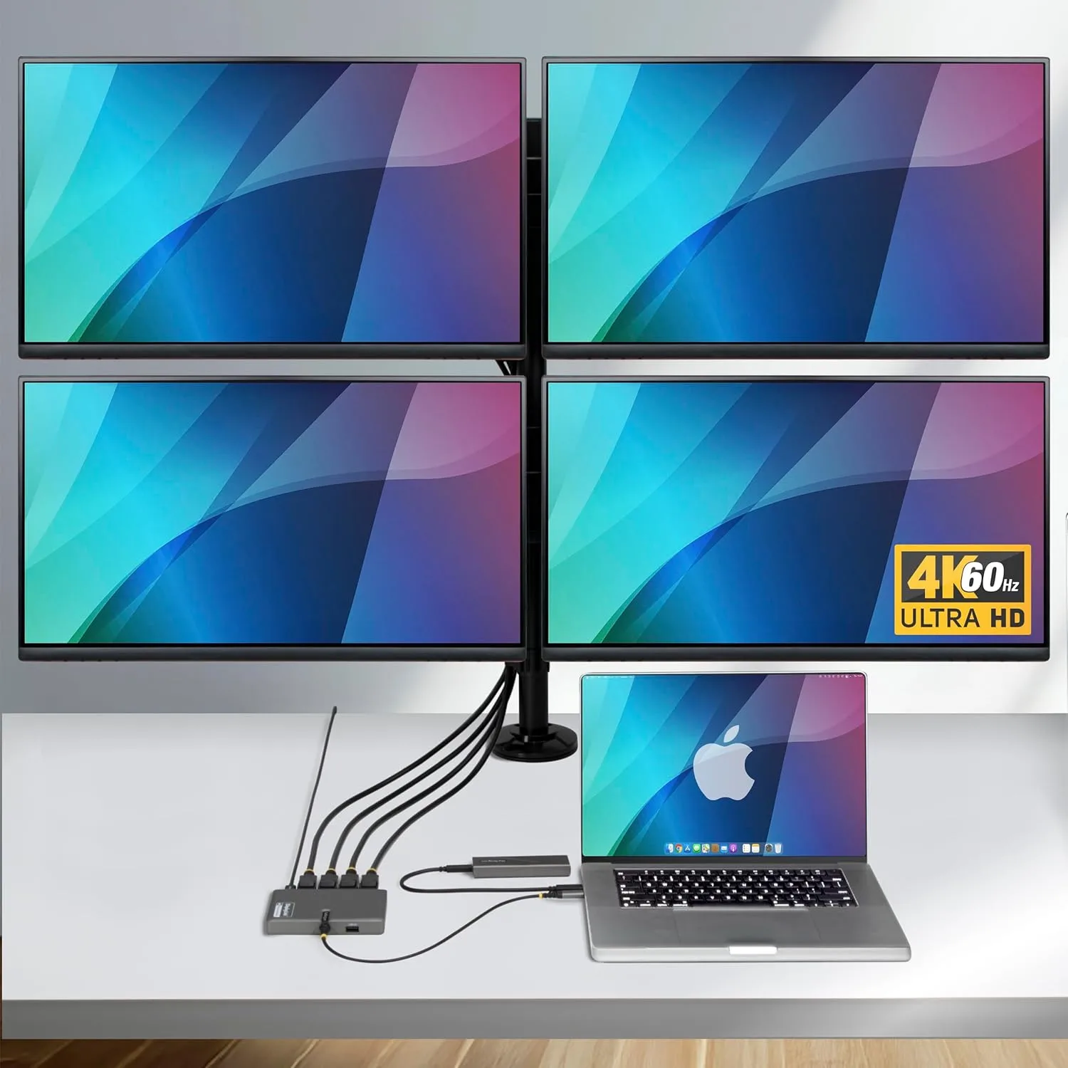 StarTech USB-C to Quad DisplayPort Workstation Dock, 4K60, 140W PD (QUAD-USB-DP-ADAPT)