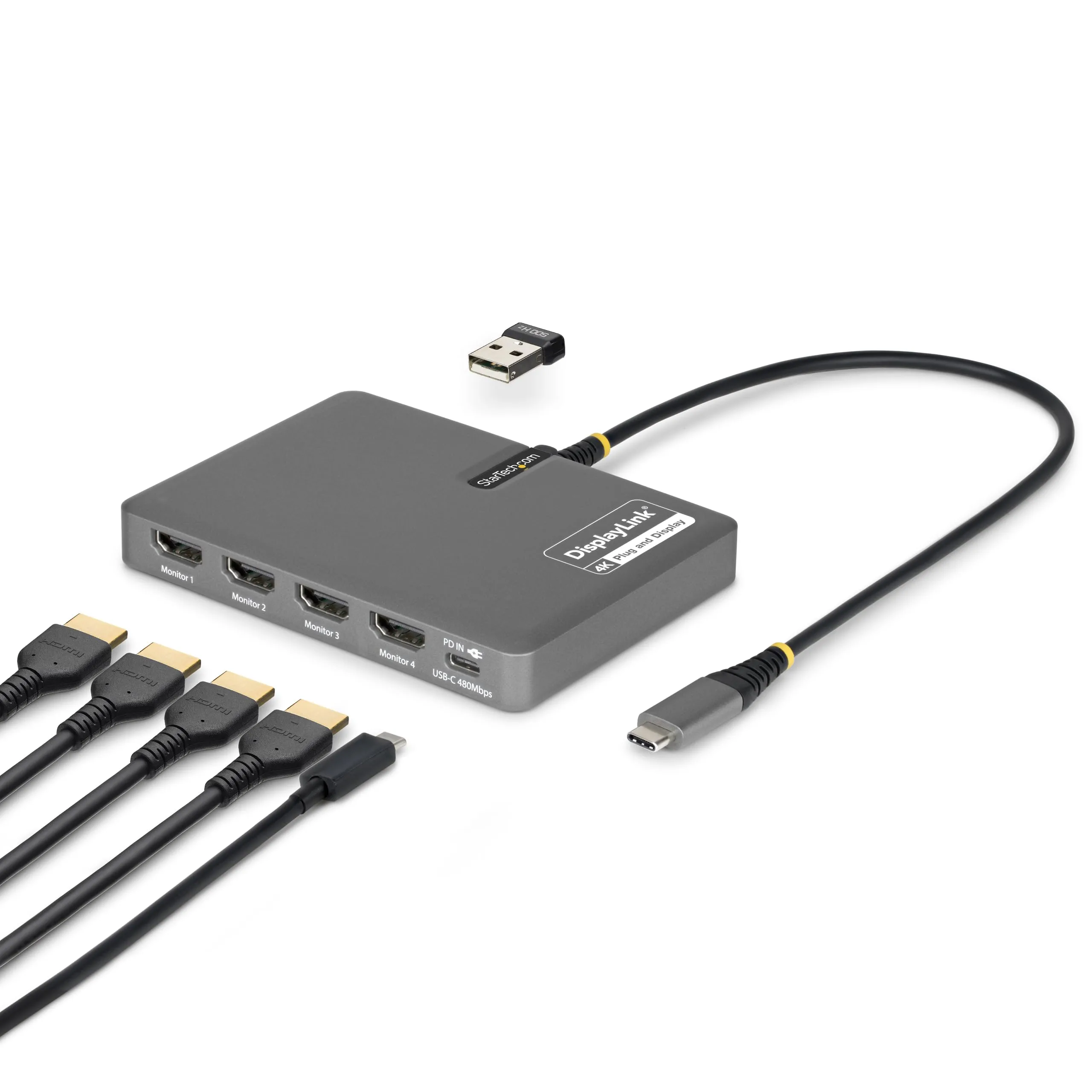 StarTech USB-C to Quad HDMI 4K60 Workstation Dock - 140W PD