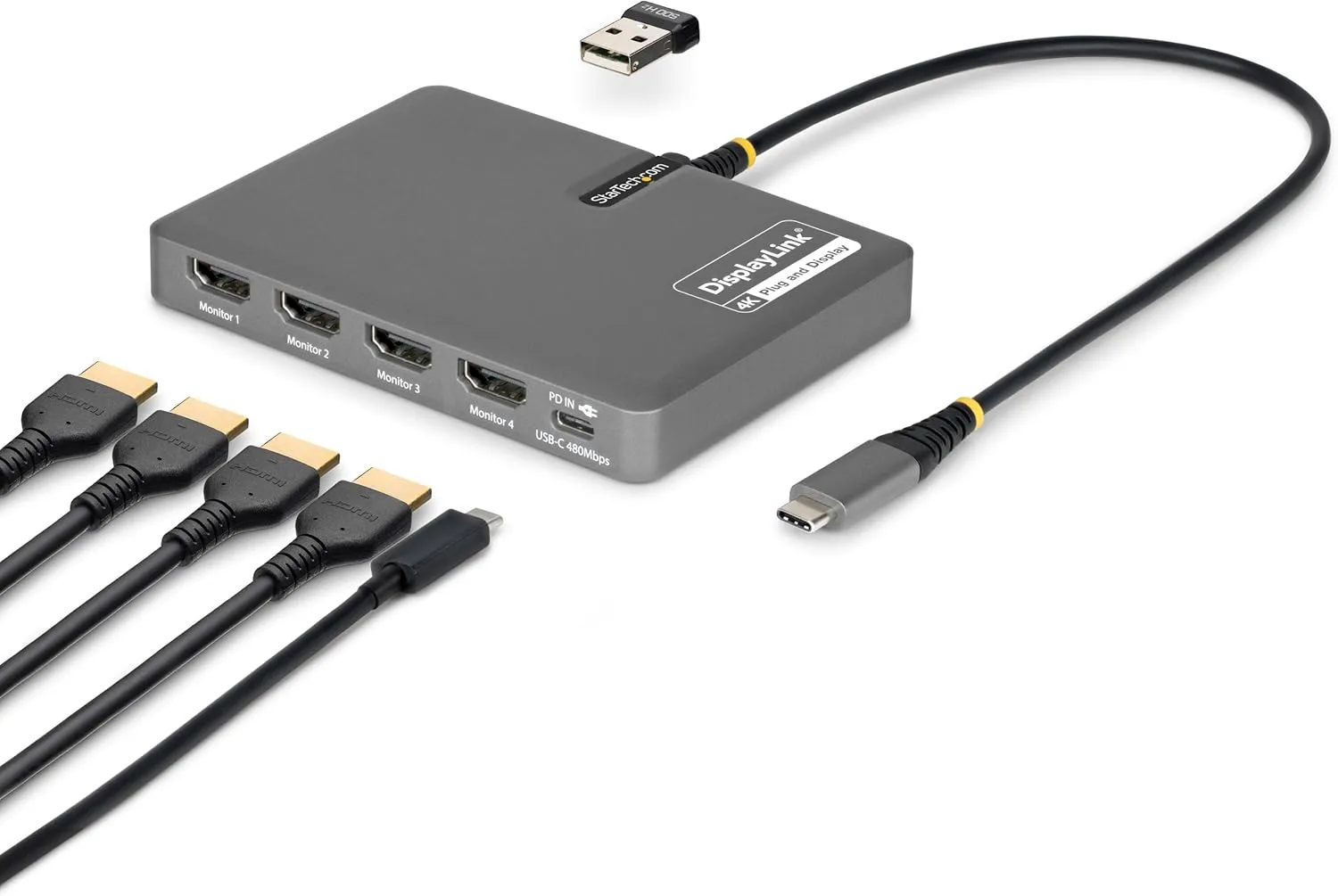 StarTech USB-C to Quad HDMI 4K60 Workstation Dock - 140W PD