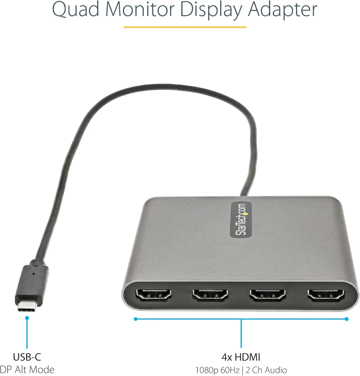 StarTech.com USB to Quad HDMI Adapter for Windows (4x 1080p 60Hz)