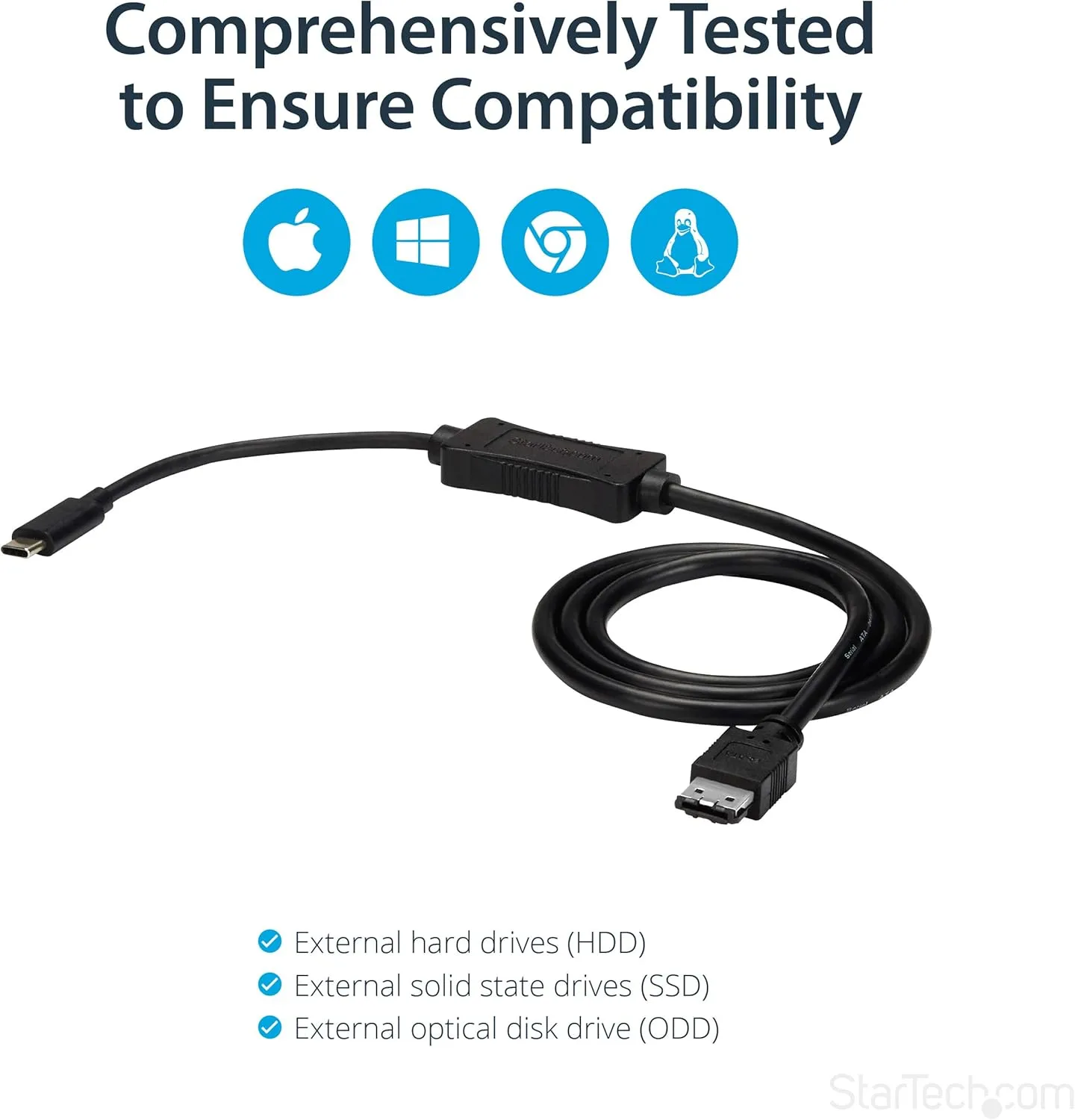 StarTech.com USB C to eSATA Cable - 3 ft / 1m - 5Gbp - for HDD/SSD/ODD - External Hard Drive Adapter