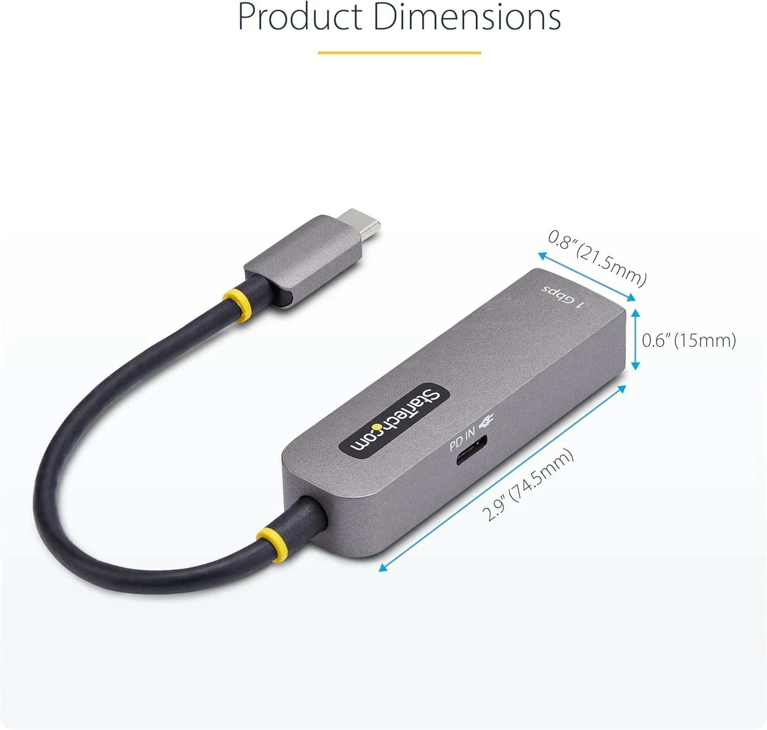 StarTech.com USB-C to Ethernet Adapter, 100W PD Pass-Through, NIC, USB 3.0 Type-C 1Gbps Multi Speed Network, Windows & Mac