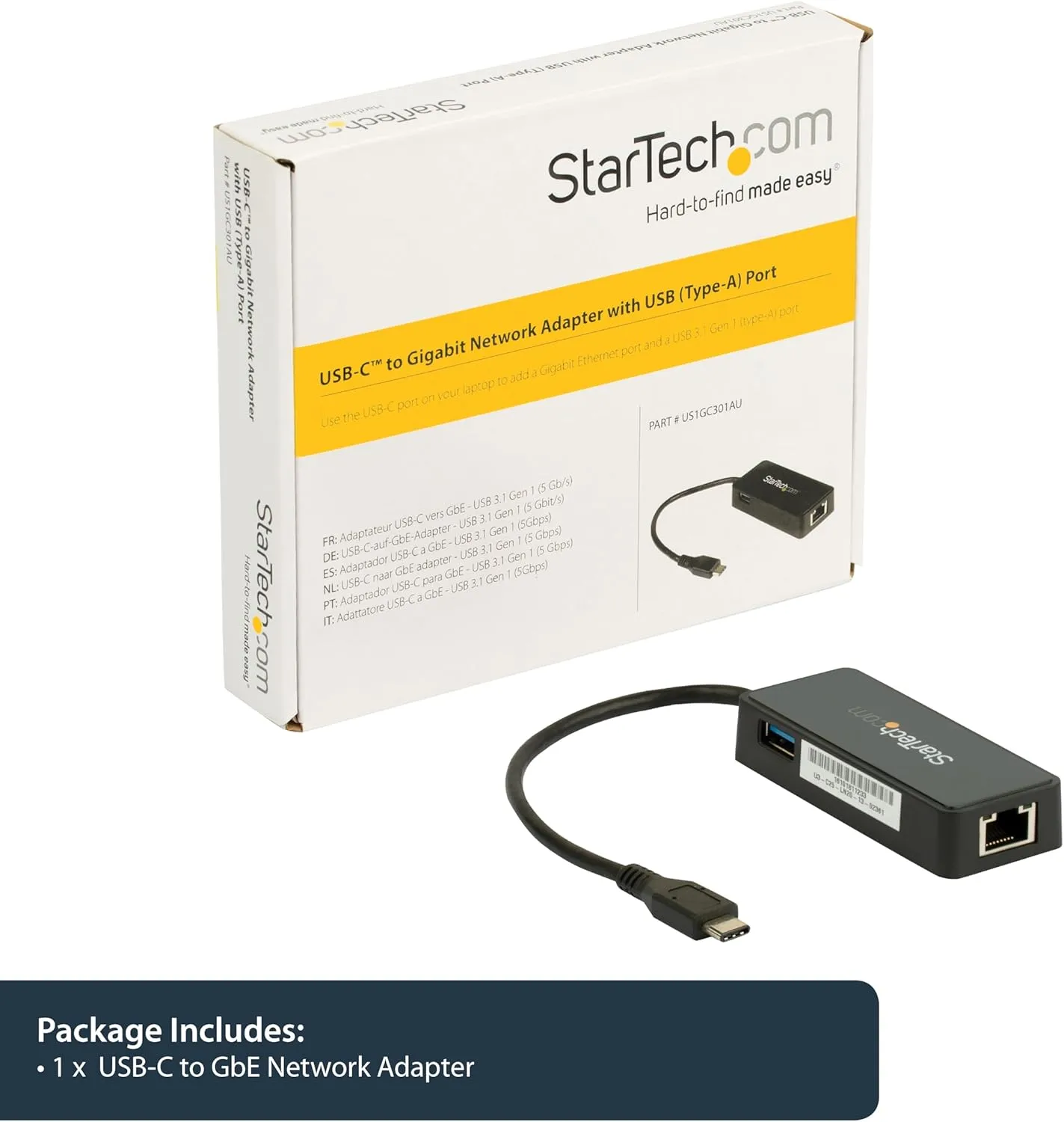 StarTech.com USB to Gigabit Ethernet Adapter with USB Port