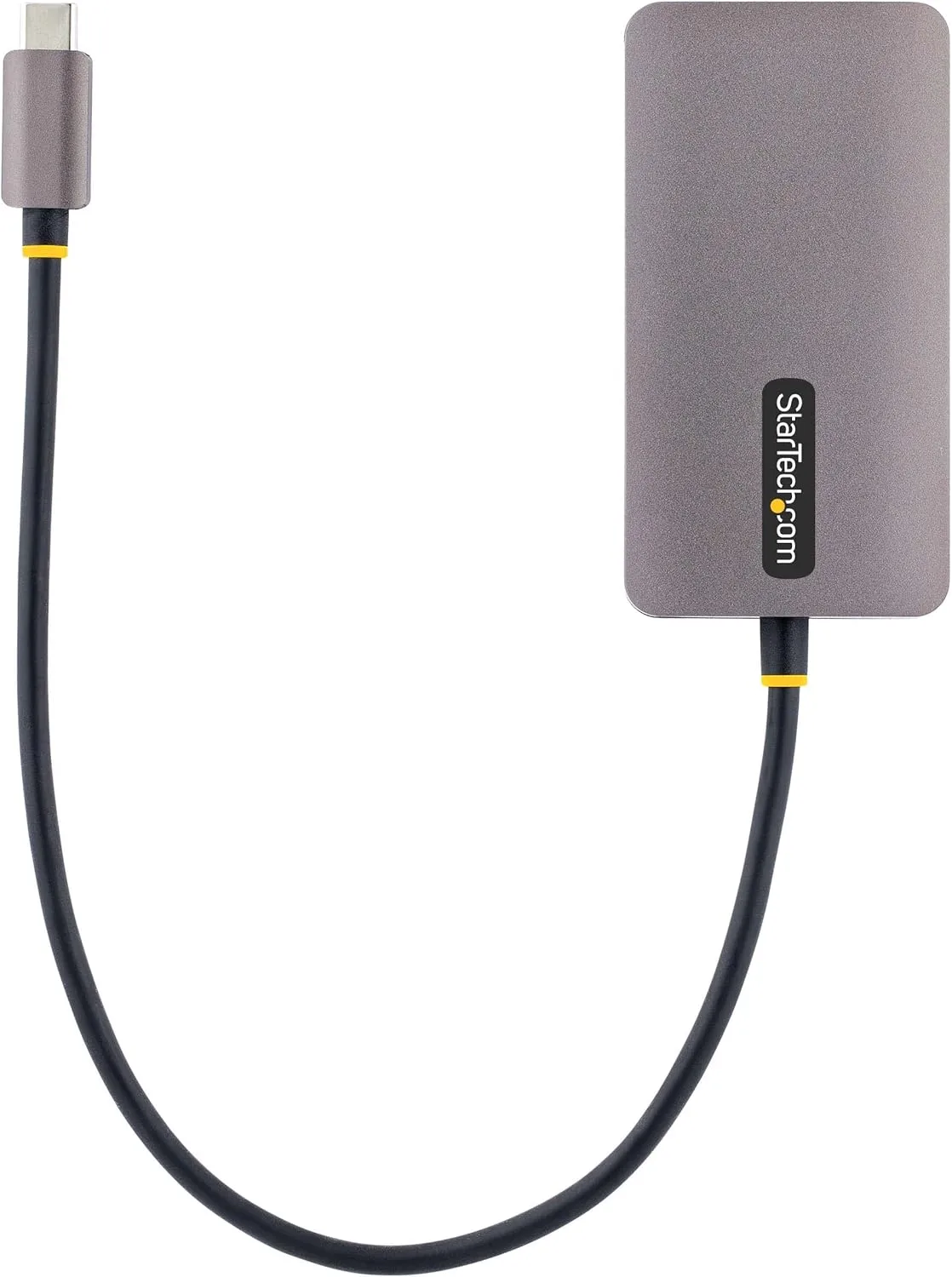 StarTech.com USB C Video Adapter, USB C to HDMI DVI VGA Adapter, Up to 4K 60Hz, Aluminum, Multiport Video Display Adapter