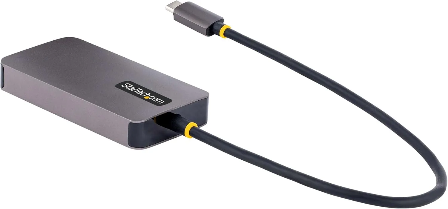 StarTech.com USB C Video Adapter, USB C to HDMI DVI VGA Adapter, Up to 4K 60Hz, Aluminum, Multiport Video Display Adapter