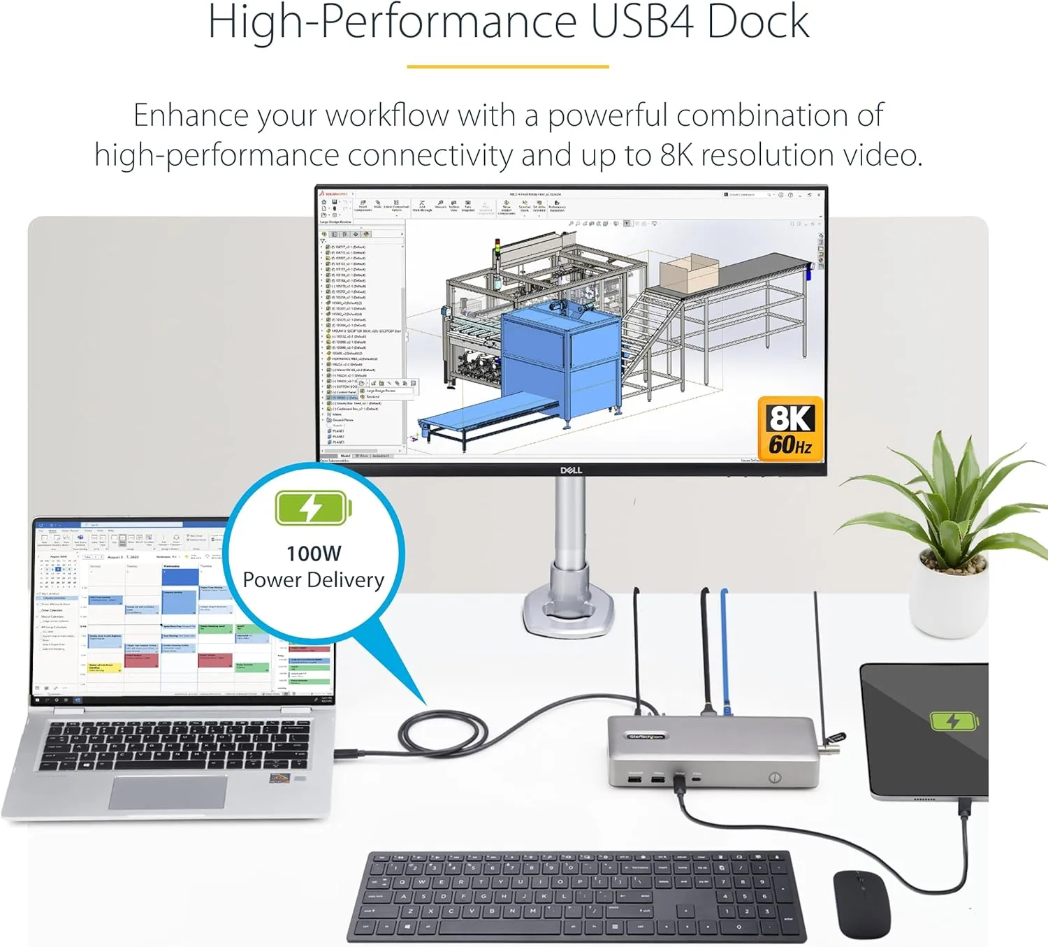 StarTech.com USB-C Docking Station (10-in-1, USB4), Up to 100W Charging for Laptop, 40Gbps Data Transfer, 2.5Gb Ethernet