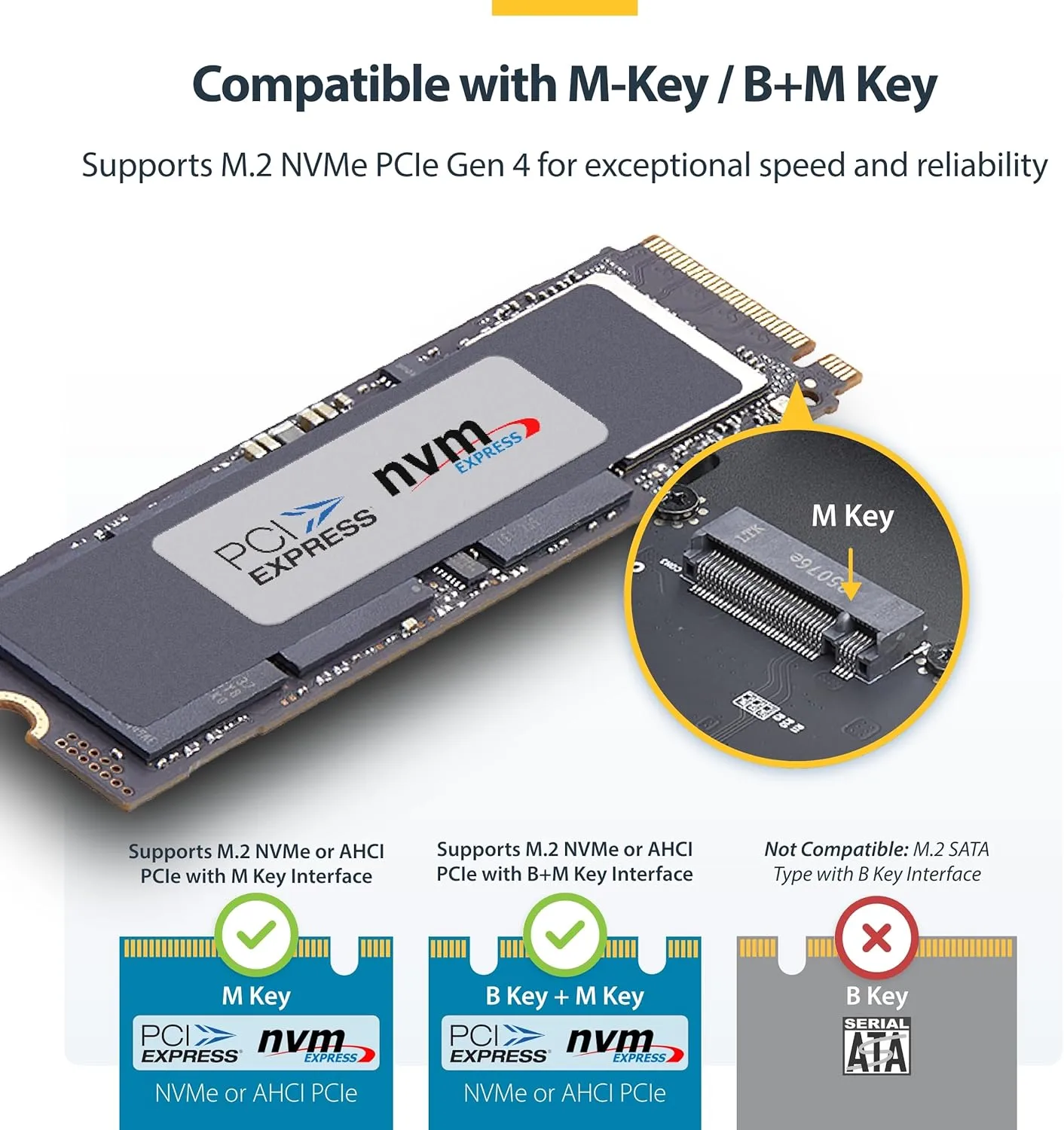 StarTech.com USB4 M.2 NVMe Enclosure, 40Gbps, External USB-C/Thunderbolt NVMe SSD Enclosure, Aluminum Heatsink Case