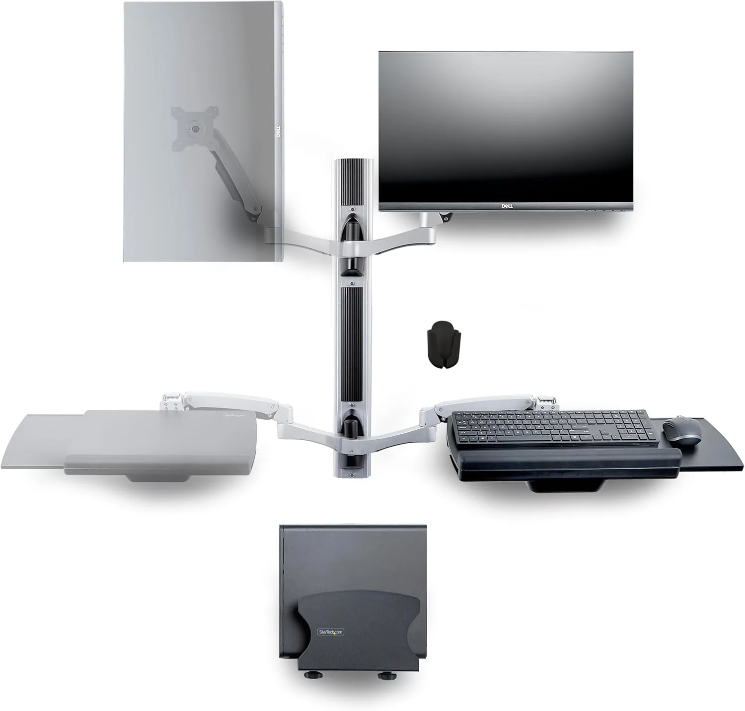 StarTech.com Wall Mount Workstation, Articulating Sit-Stand Monitor and Keyboard Tray
