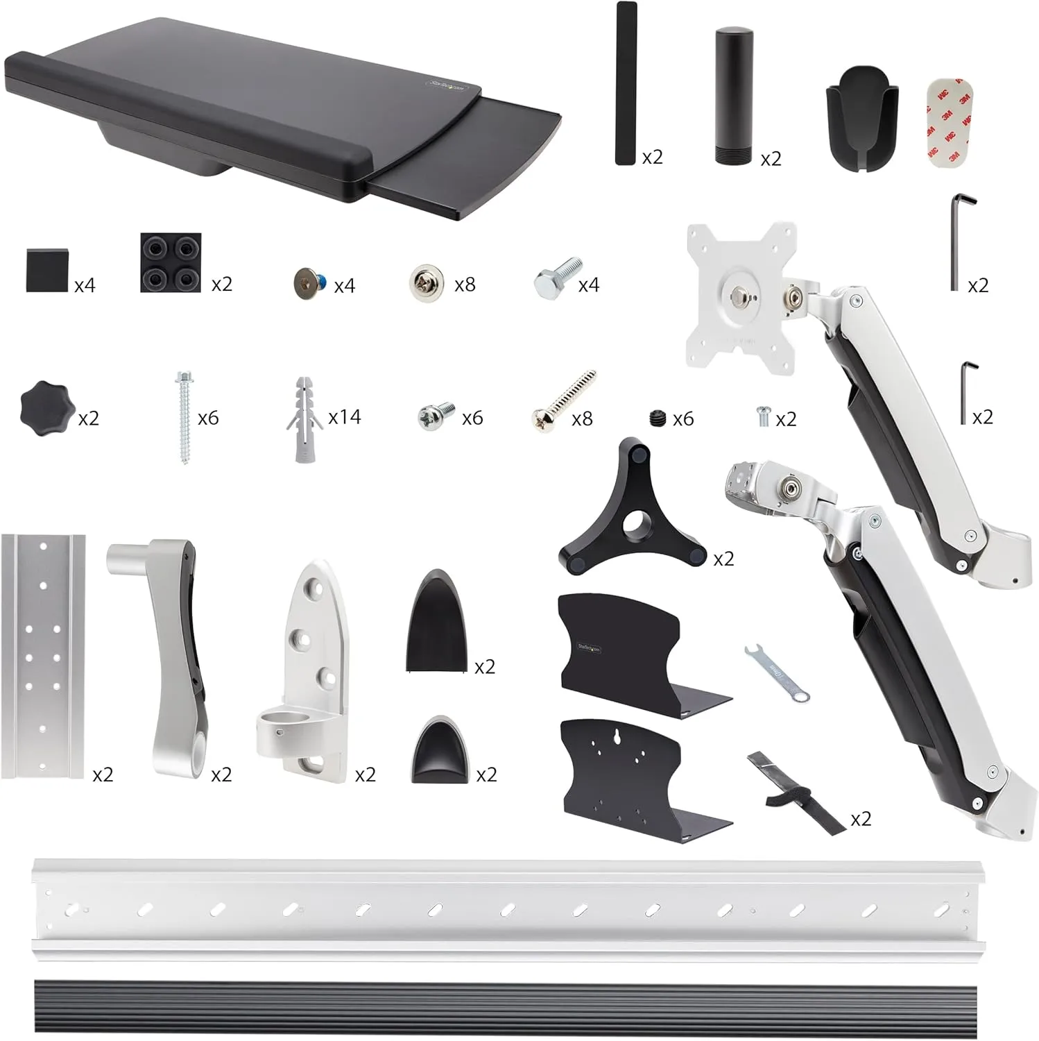 StarTech.com Wall Mount Workstation, Articulating Sit-Stand Monitor and Keyboard Tray