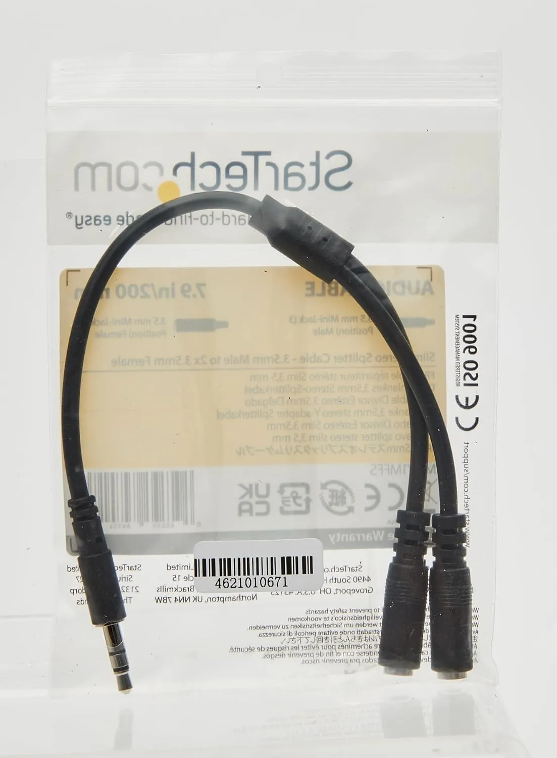 StarTech.com 3.5mm Stereo Audio Splitter Y Cable - 1 Male to 2 Female