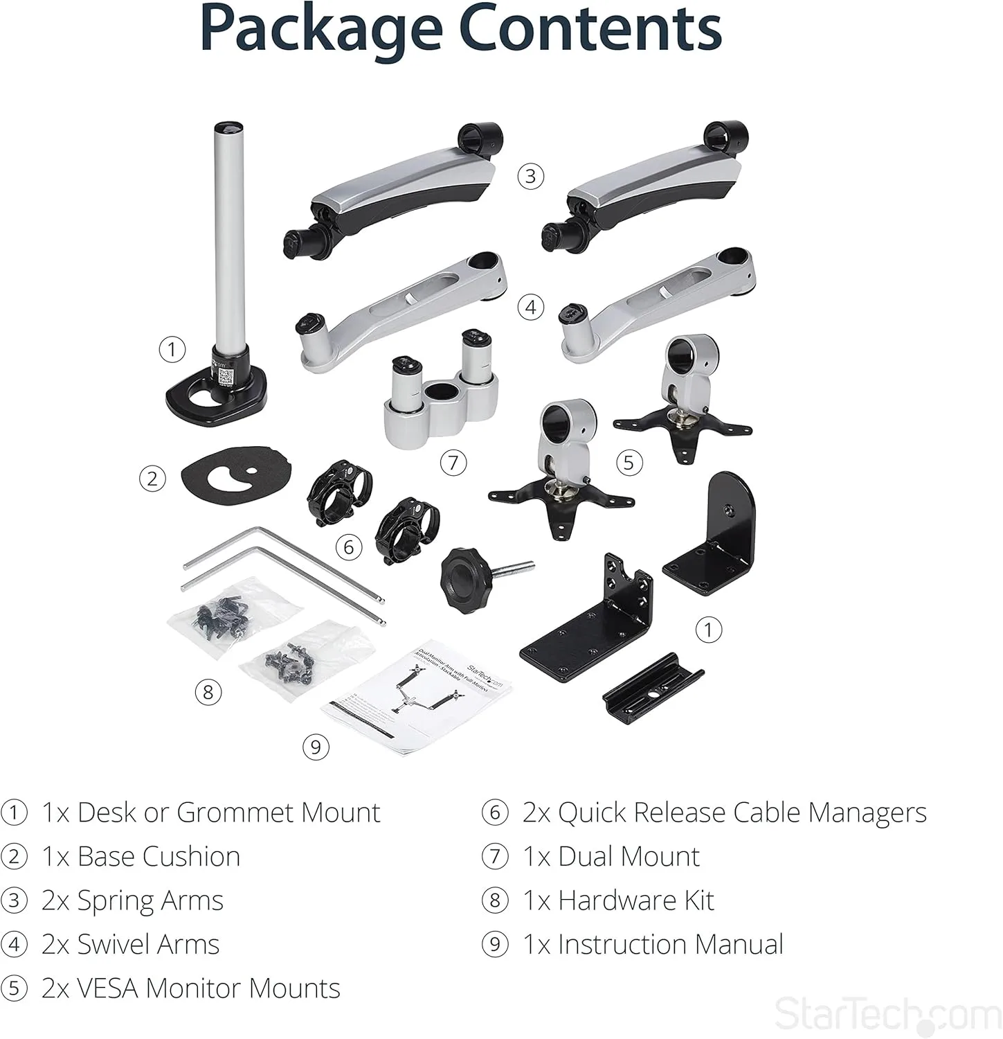StarTech.com Desk Mount Monitor Arms - Articulating, Spring-Assisted, VESA 75x75/100x100
