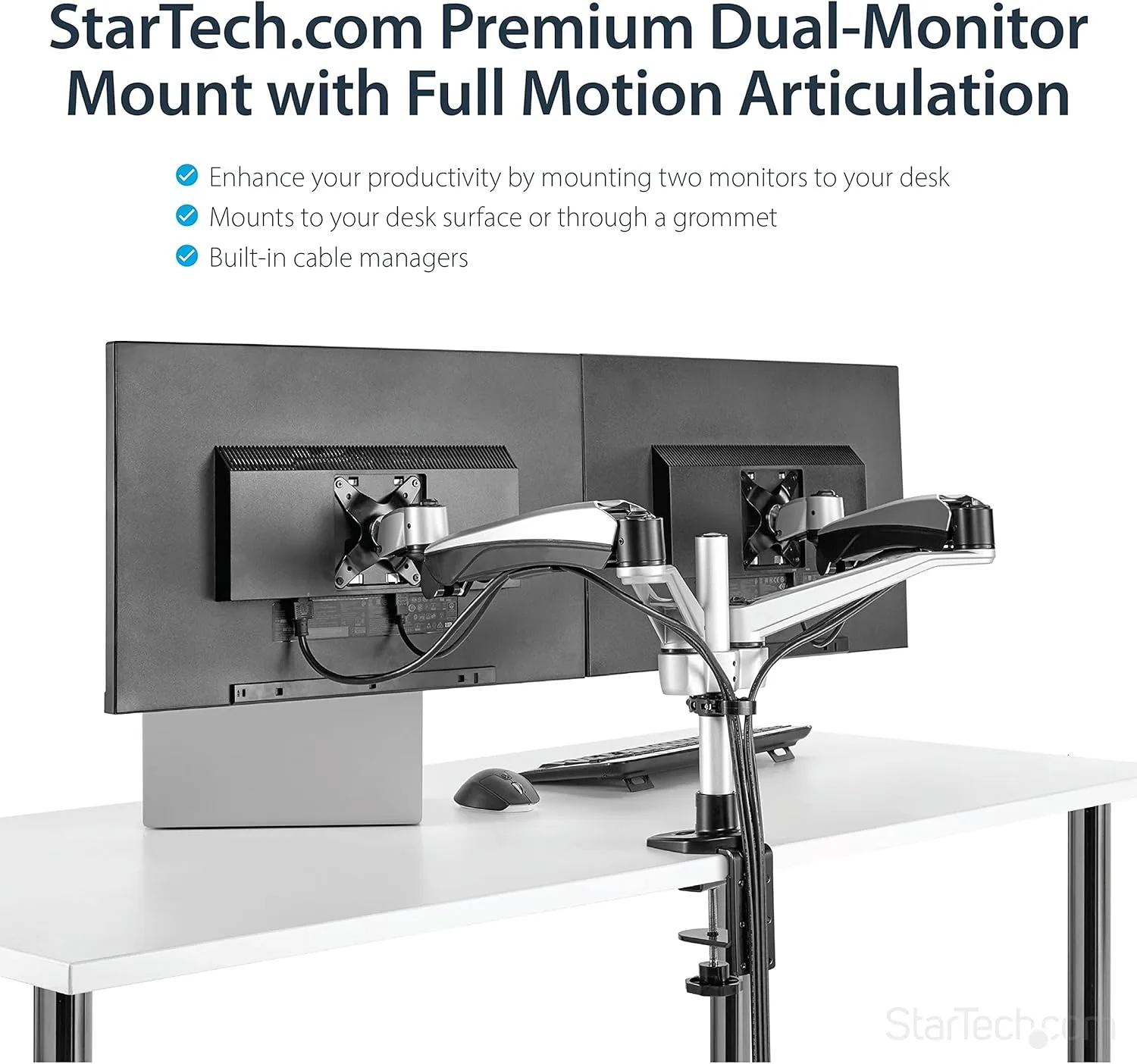 StarTech.com Desk Mount Monitor Arms - Articulating, Spring-Assisted, VESA 75x75/100x100