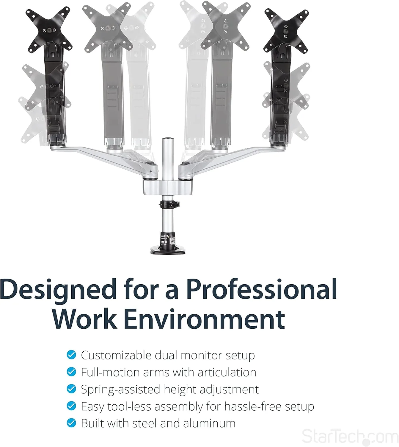 StarTech.com Desk Mount Monitor Arms - Articulating, Spring-Assisted, VESA 75x75/100x100